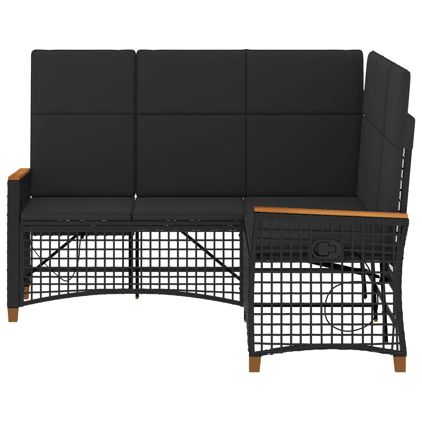vidaXL Tuin Ligbank Set Zwart 164 x 164 x 112 cm poly rattan