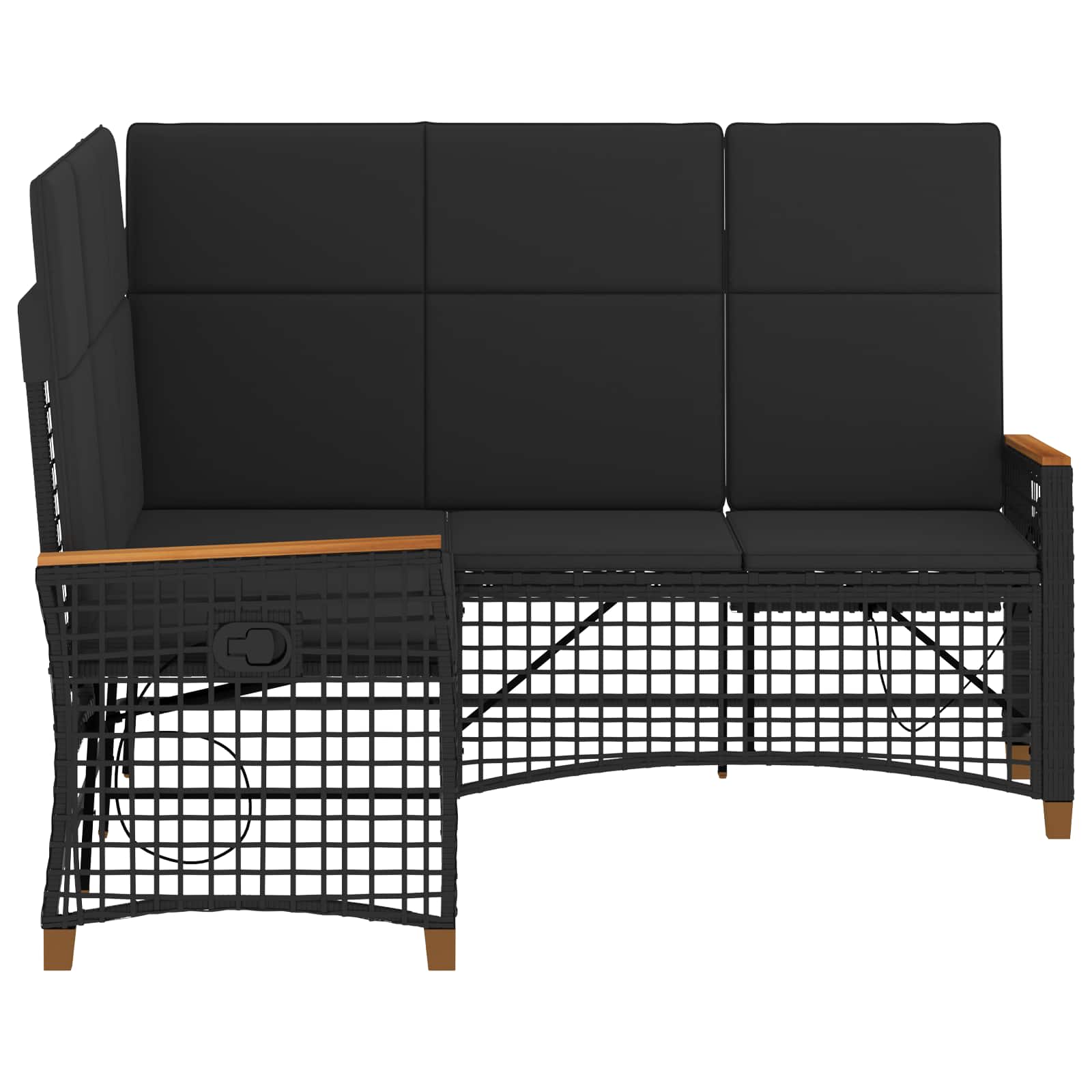 vidaXL Tuin Ligbank Set Zwart 164 x 164 x 112 cm poly rattan