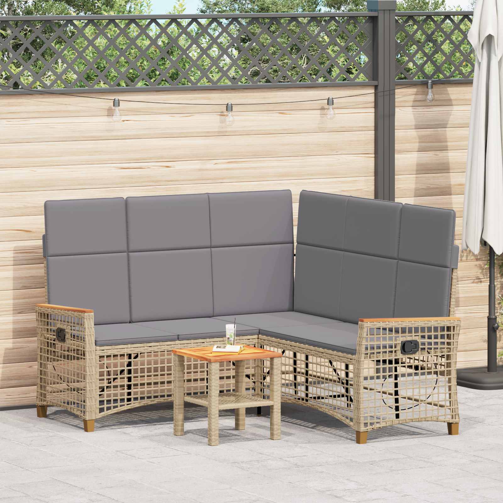 vidaXL Tuin Ligbank Set Zwart 164 x 164 x 112 cm poly rattan