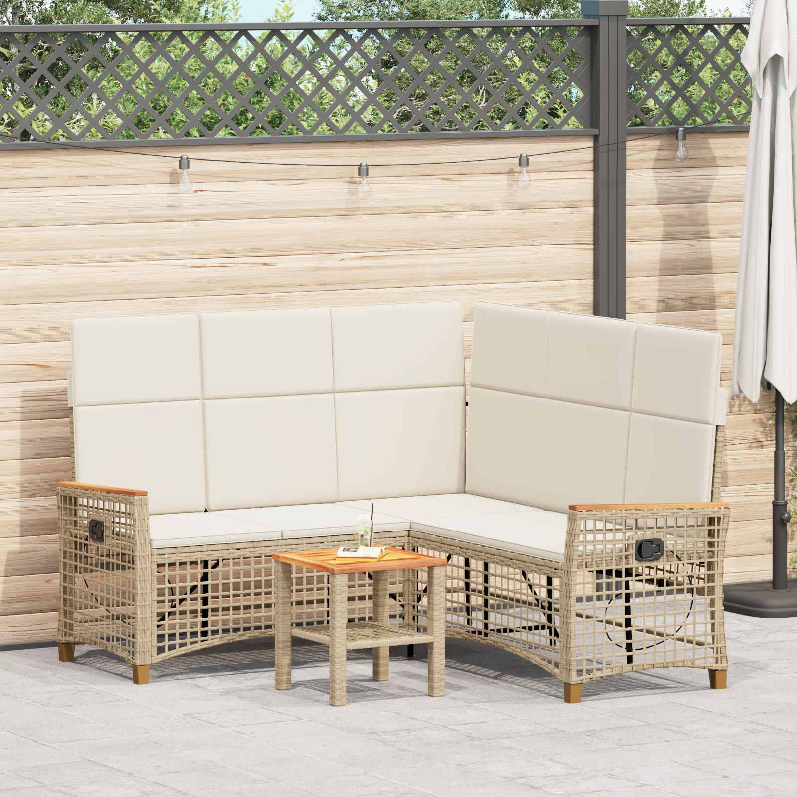 vidaXL Tuin Ligbank Set Zwart 164 x 164 x 112 cm poly rattan