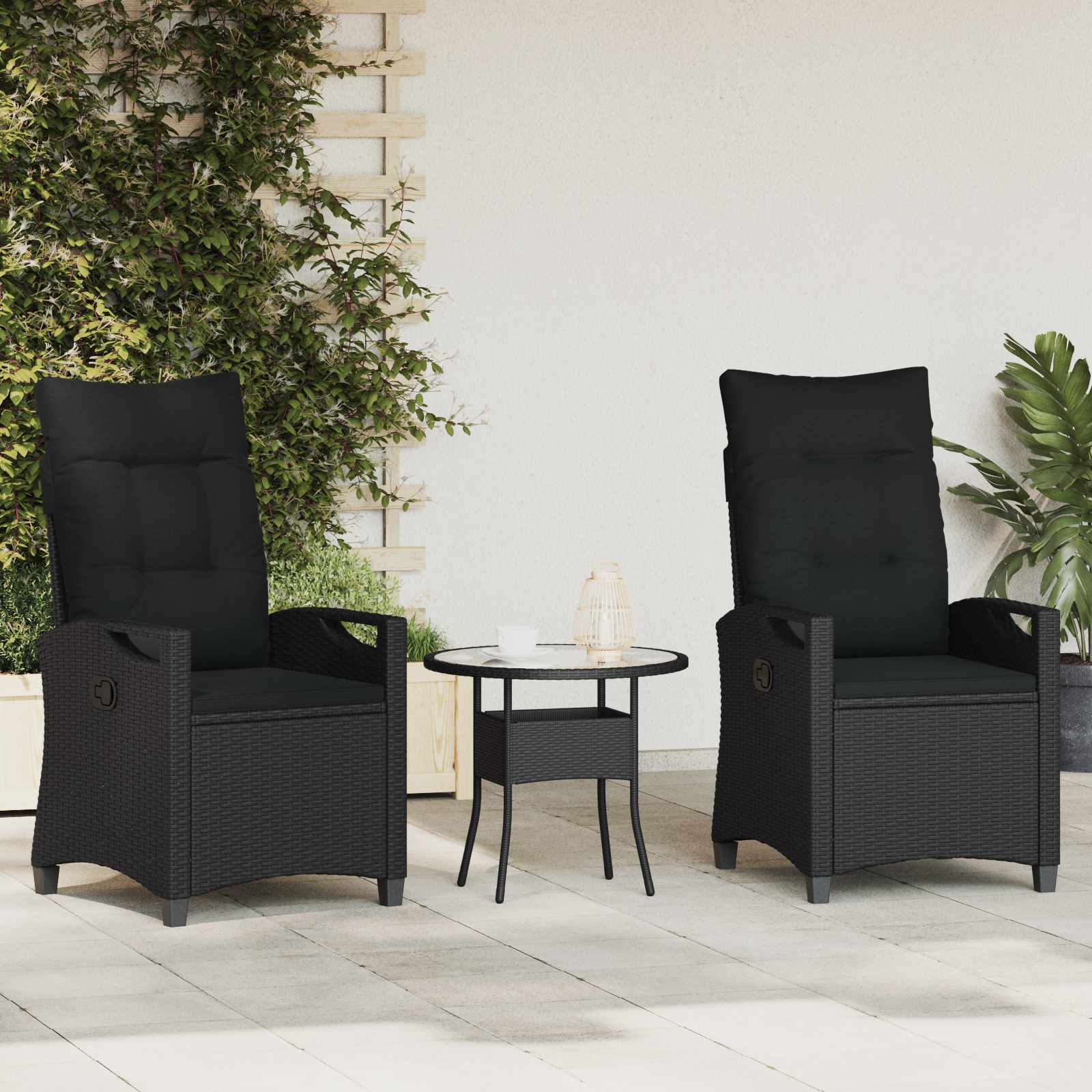 vidaXL Tuinstoel 2 pcs Zwart en Crème 56 x 60 x 112 cm