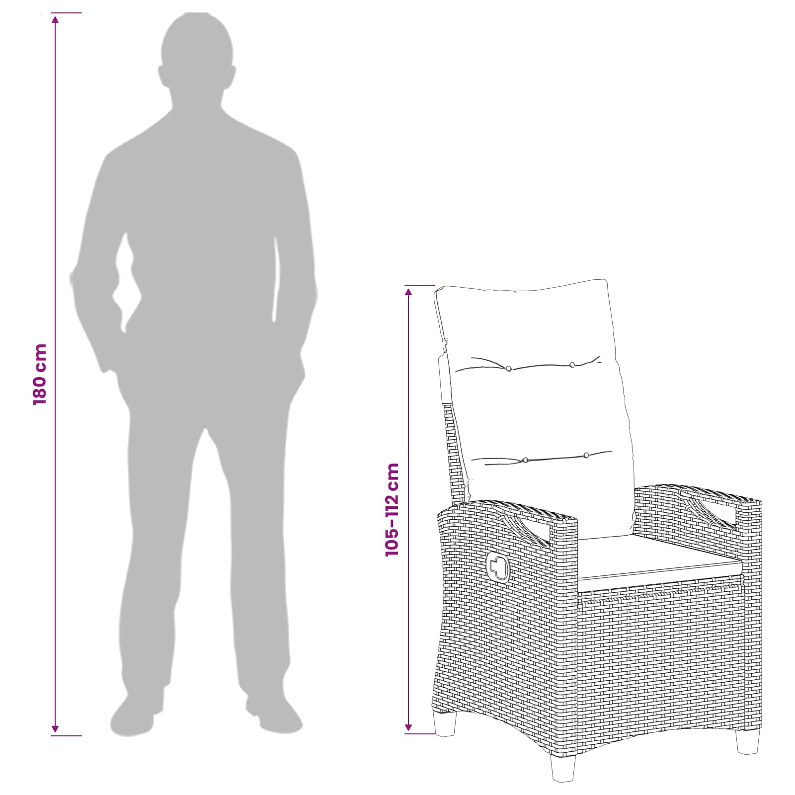 vidaXL Tuinstoel 2 pcs Zwart en Crème 56 x 60 x 112 cm