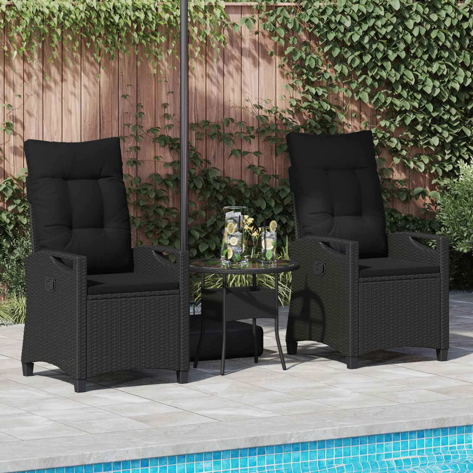 vidaXL Tuinstoel 2 pcs Zwart en Crème 56 x 60 x 112 cm