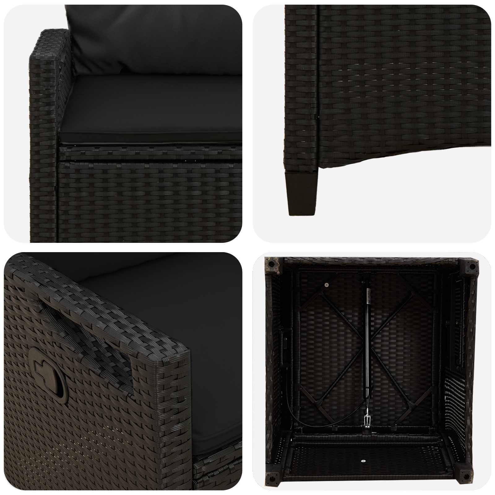 vidaXL Tuinstoel 2 pcs Zwart en Crème 56 x 60 x 112 cm
