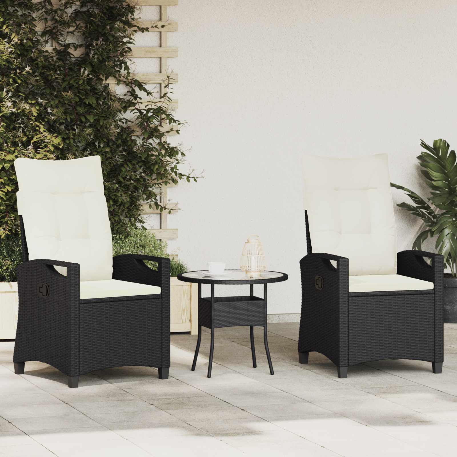 vidaXL Tuinstoel 2 pcs Zwart en Crème 56 x 60 x 112 cm