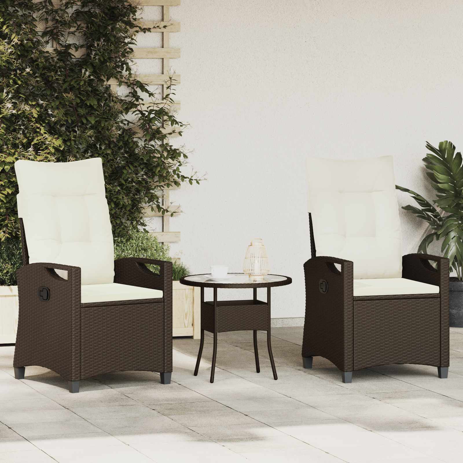 vidaXL Tuinstoel 2 pcs Zwart en Crème 56 x 60 x 112 cm