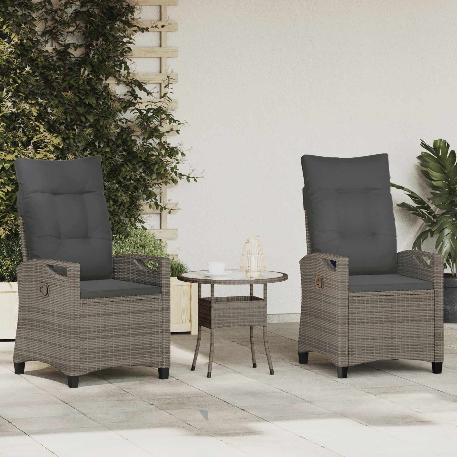 vidaXL Tuinstoel 2 pcs Zwart en Crème 56 x 60 x 112 cm