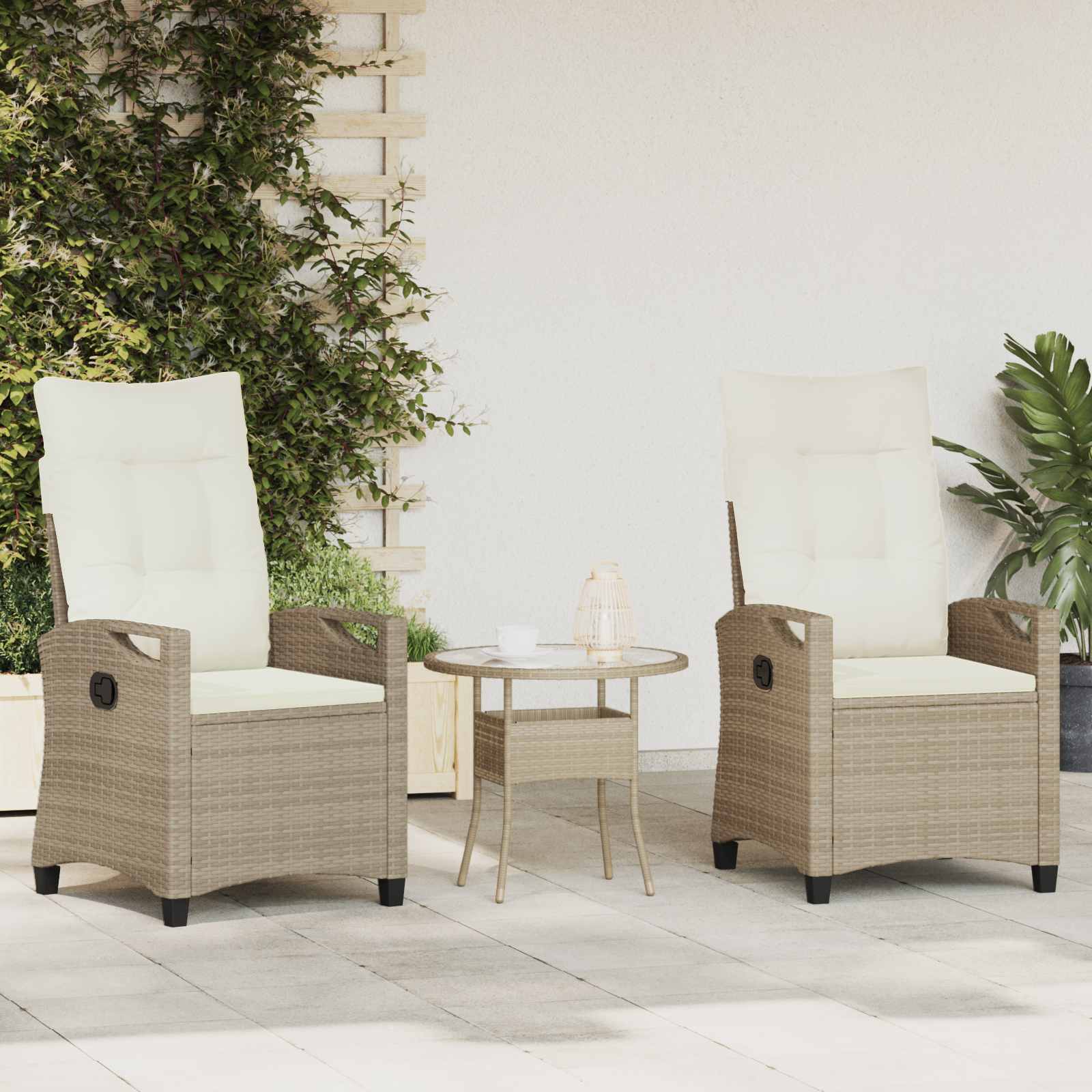 vidaXL Tuinstoel 2 pcs Zwart en Crème 56 x 60 x 112 cm