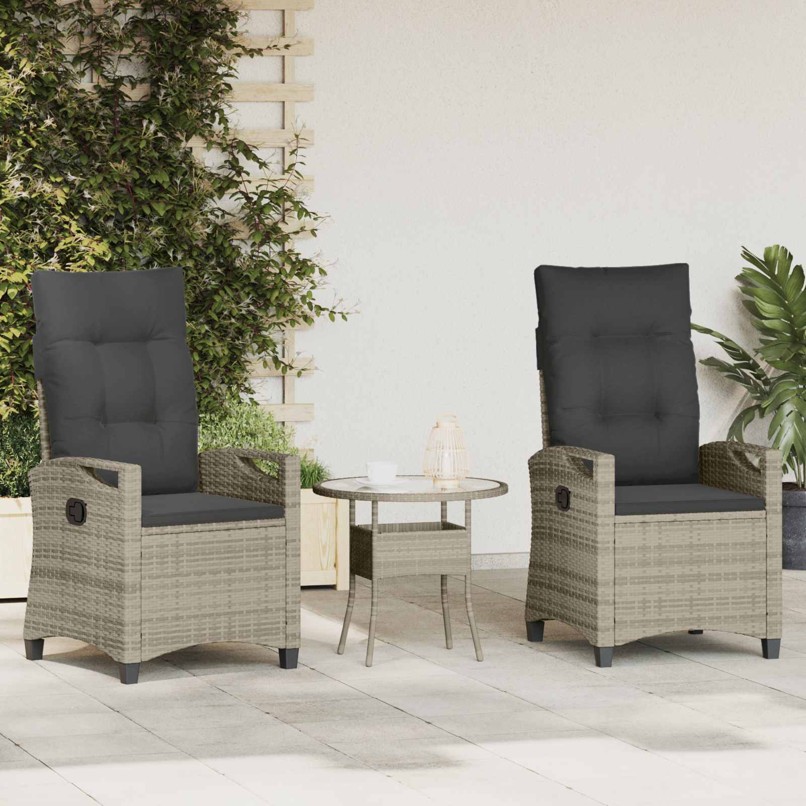 vidaXL Tuinstoel 2 pcs Zwart en Crème 56 x 60 x 112 cm