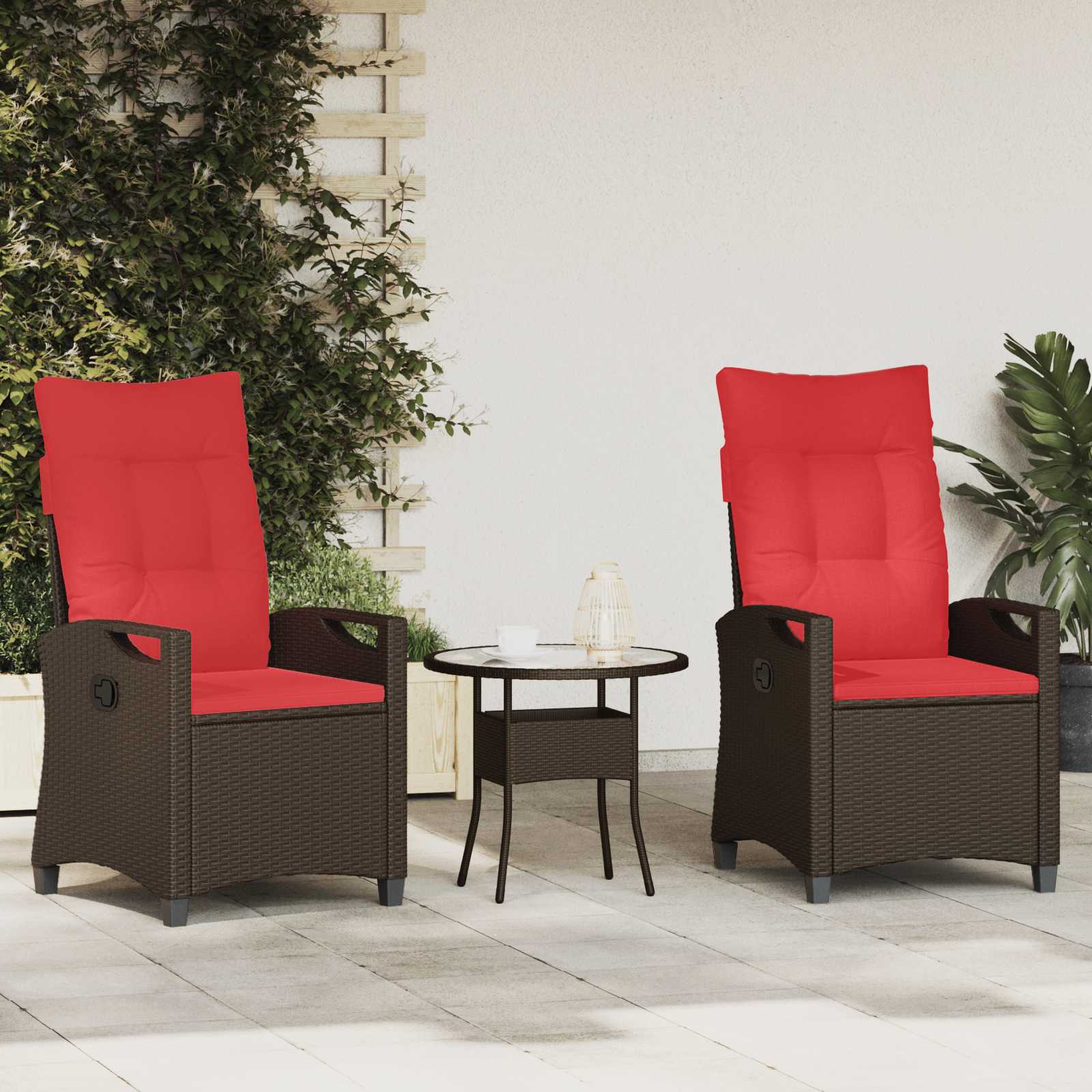vidaXL Tuinstoel 2 pcs Zwart en Crème 56 x 60 x 112 cm