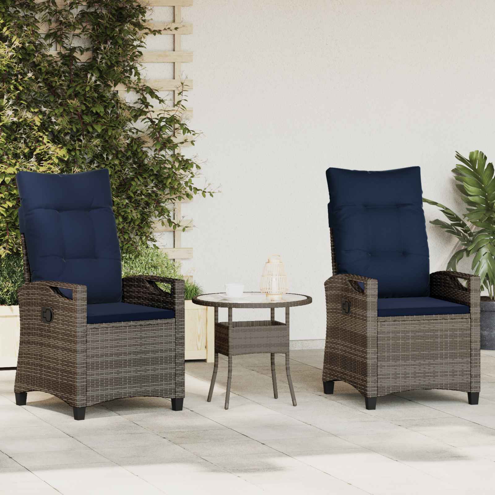 vidaXL Tuinstoel 2 pcs Zwart en Crème 56 x 60 x 112 cm