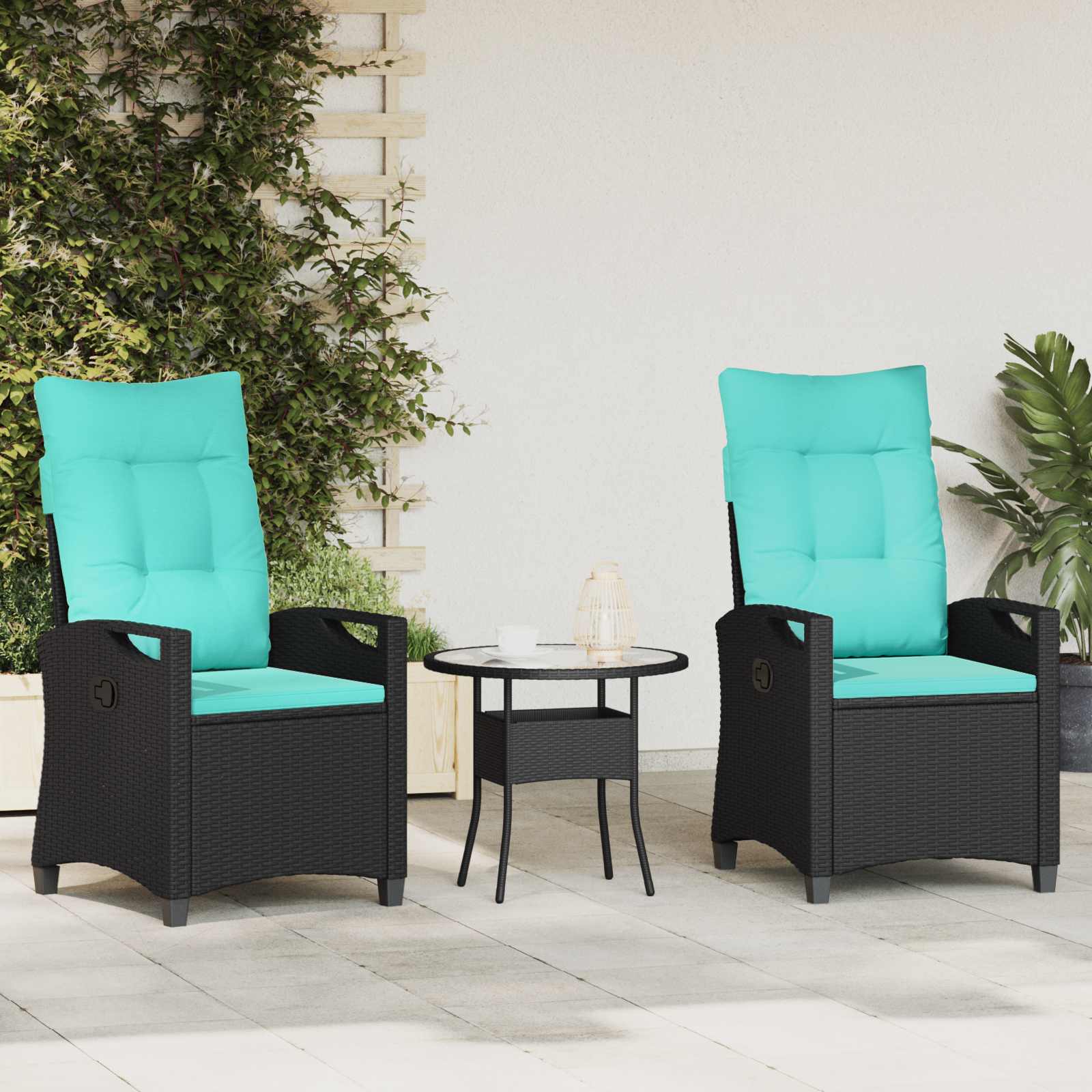 vidaXL Tuinstoel 2 pcs Zwart en Crème 56 x 60 x 112 cm