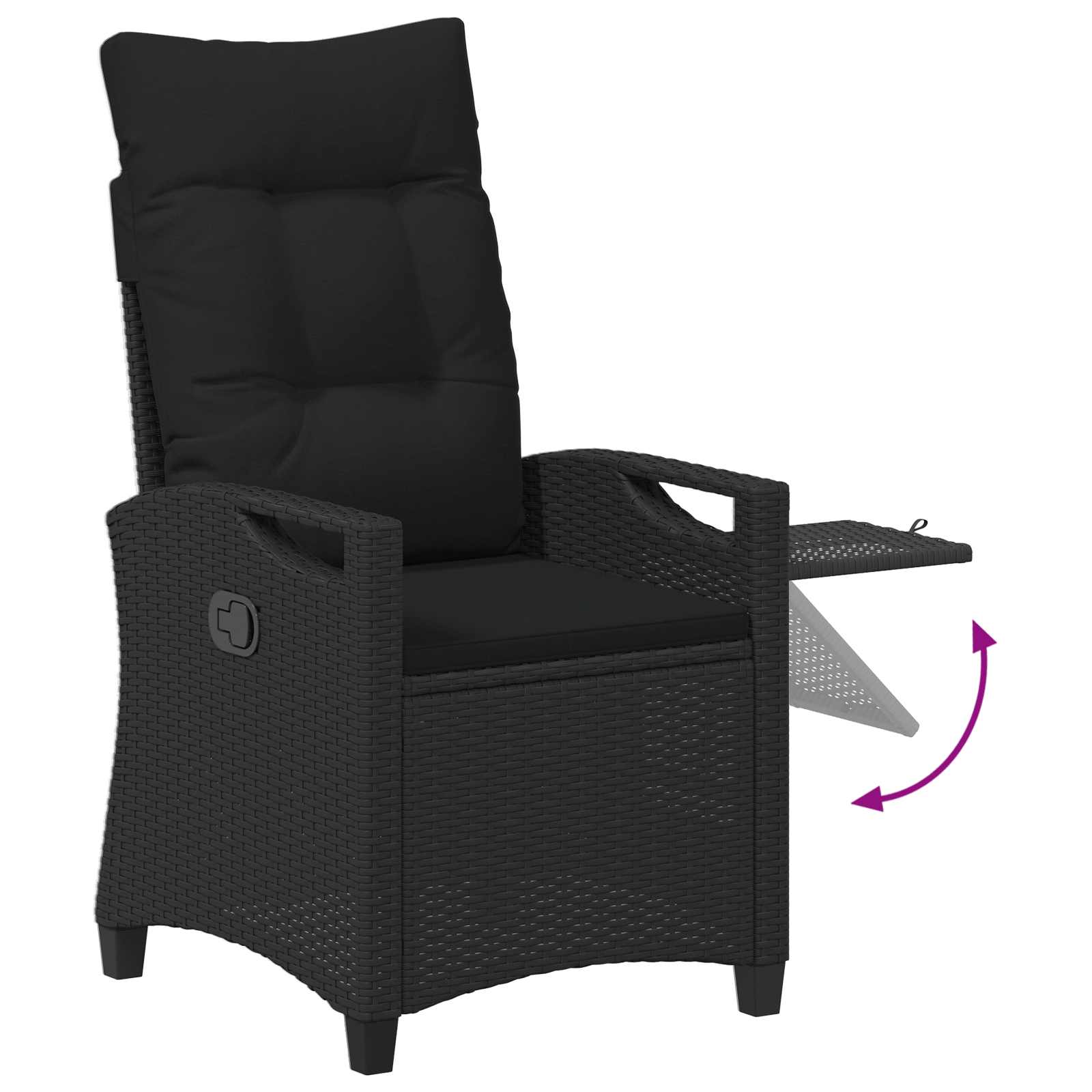 vidaXL Verstelbare tuinstoel Zwart 56 x 60 x 112 cm poly rattan