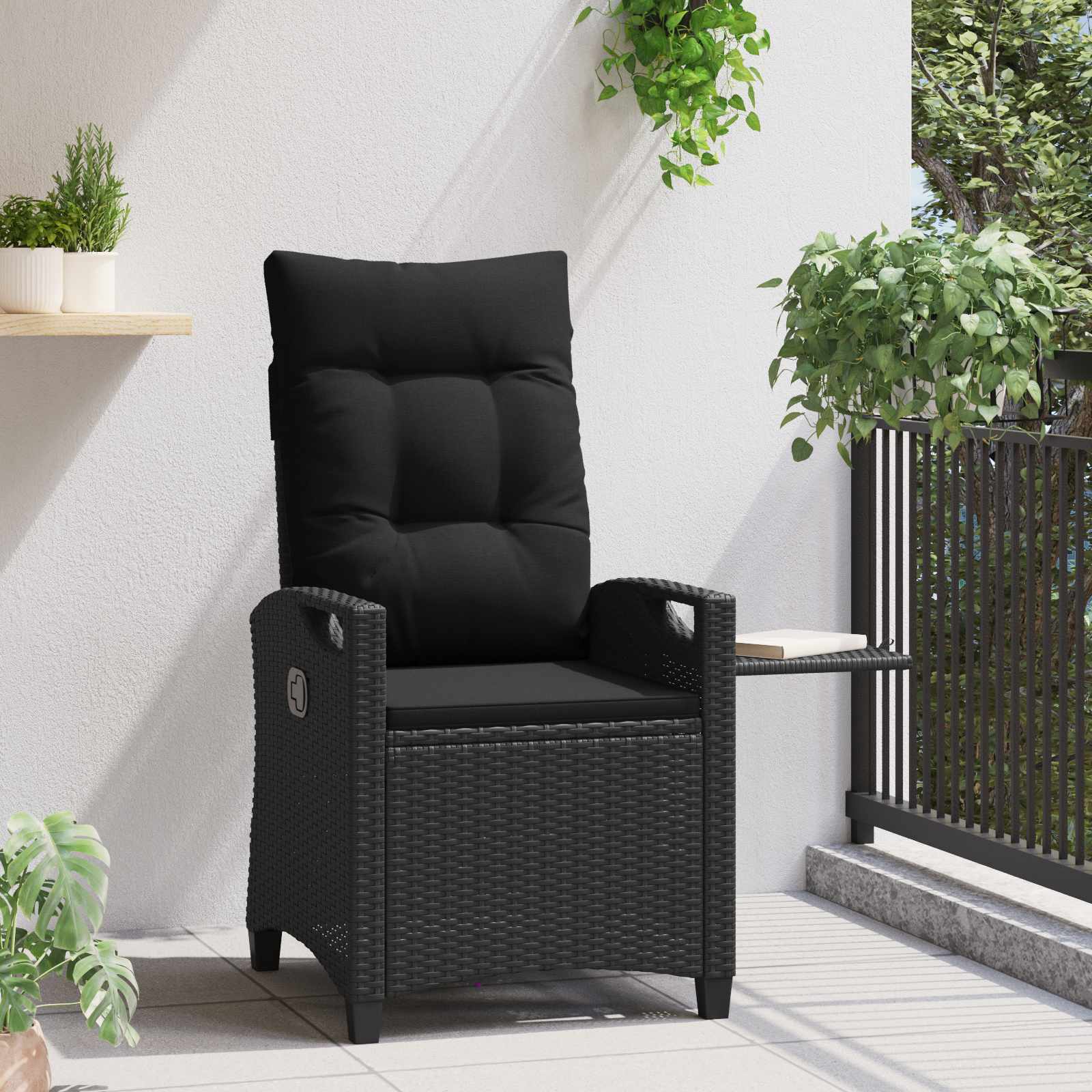 vidaXL Verstelbare tuinstoel Zwart 56 x 60 x 112 cm poly rattan