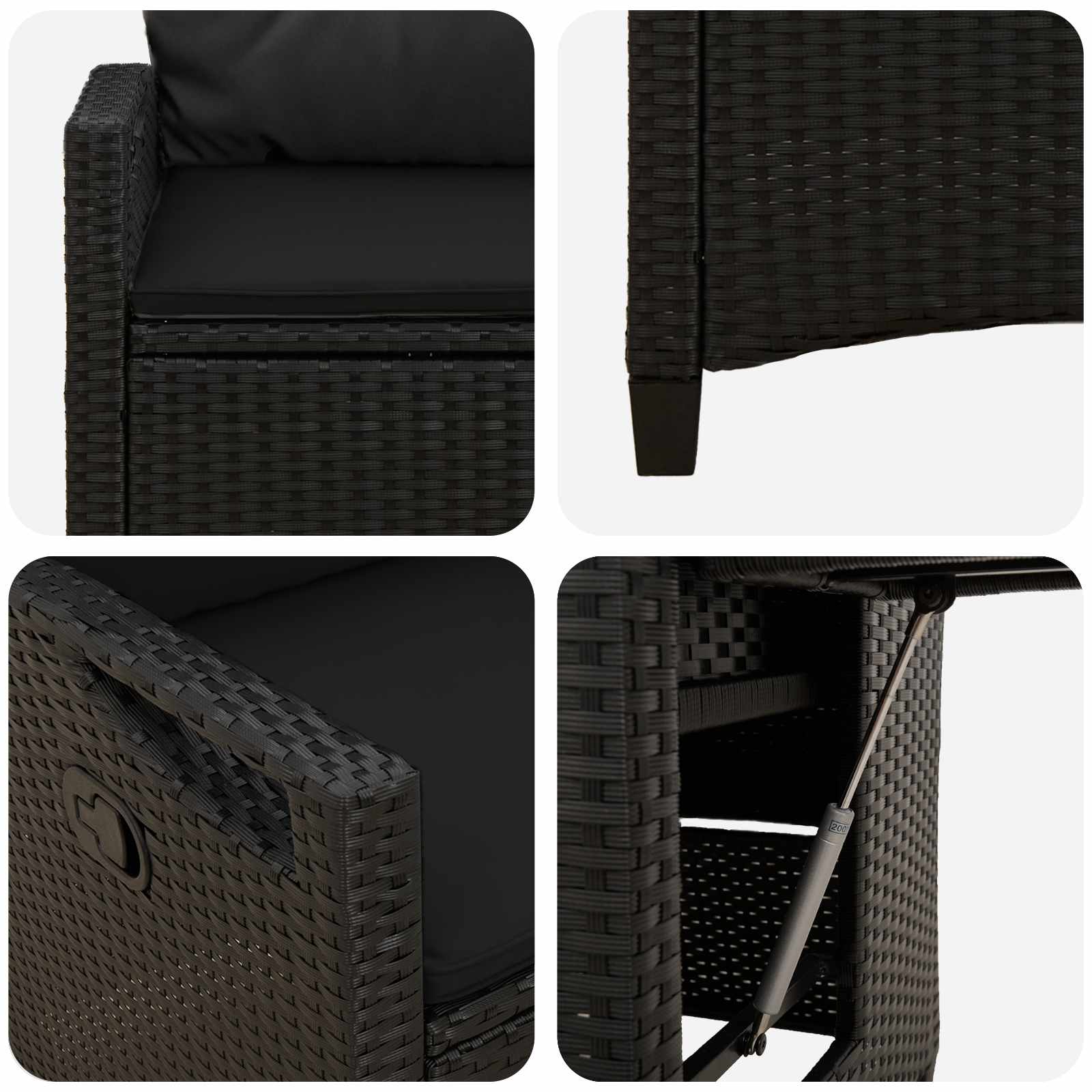 vidaXL Verstelbare tuinstoel Zwart 56 x 60 x 112 cm poly rattan