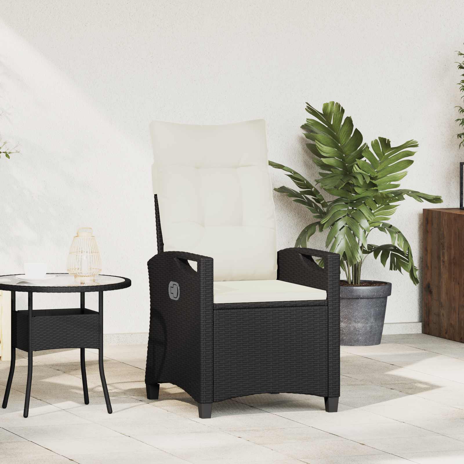vidaXL Verstelbare tuinstoel Zwart 56 x 60 x 112 cm poly rattan