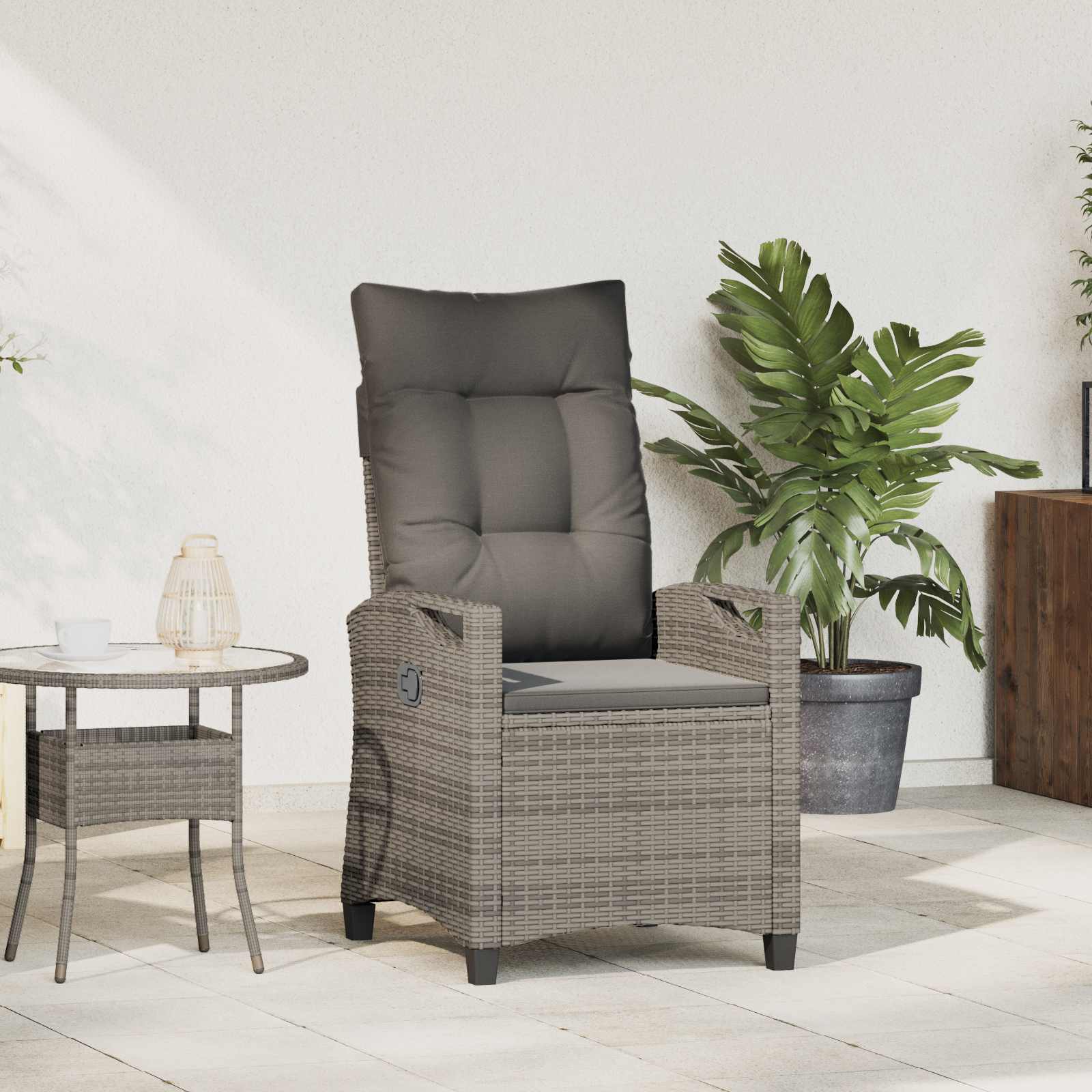 vidaXL Verstelbare tuinstoel Zwart 56 x 60 x 112 cm poly rattan