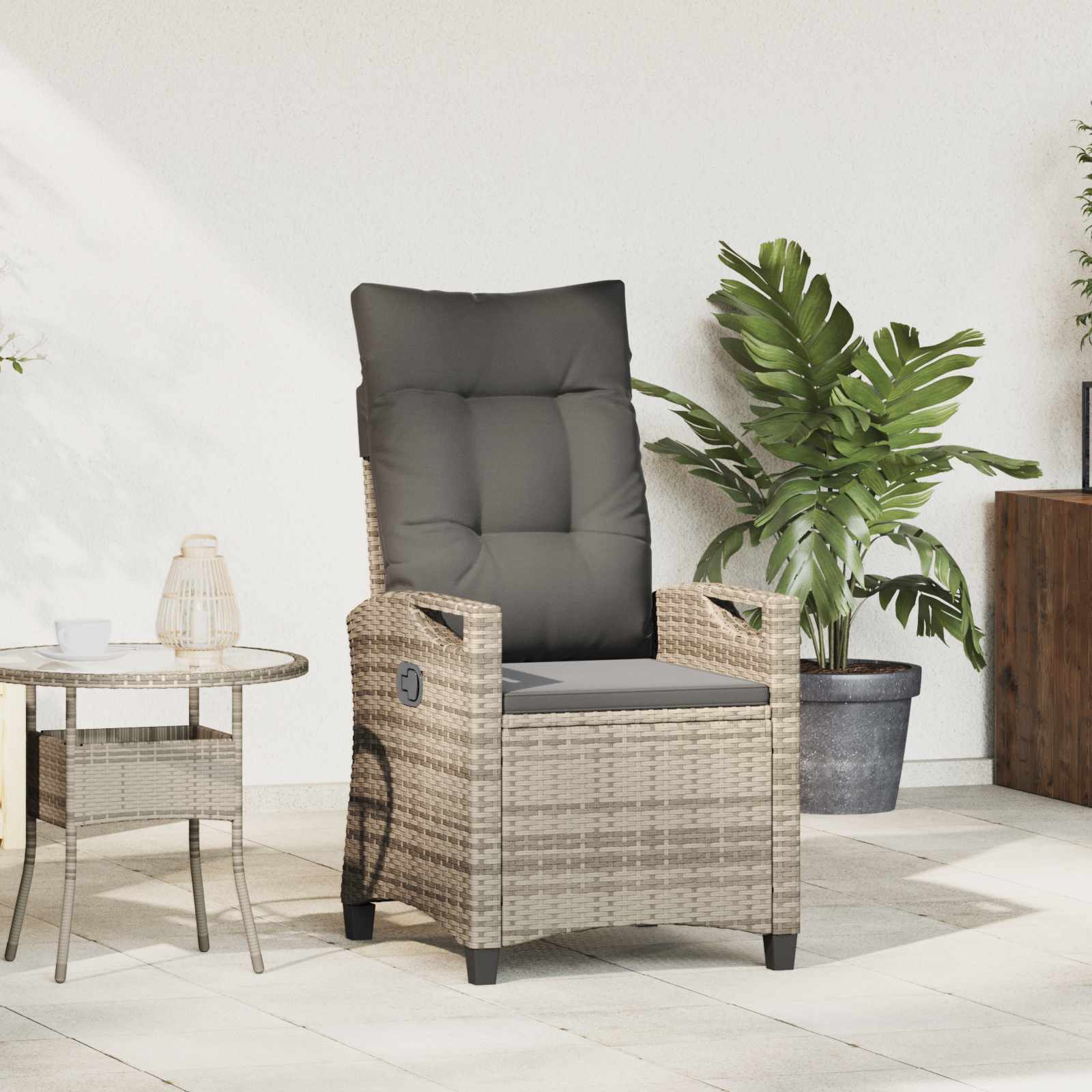 vidaXL Verstelbare tuinstoel Zwart 56 x 60 x 112 cm poly rattan