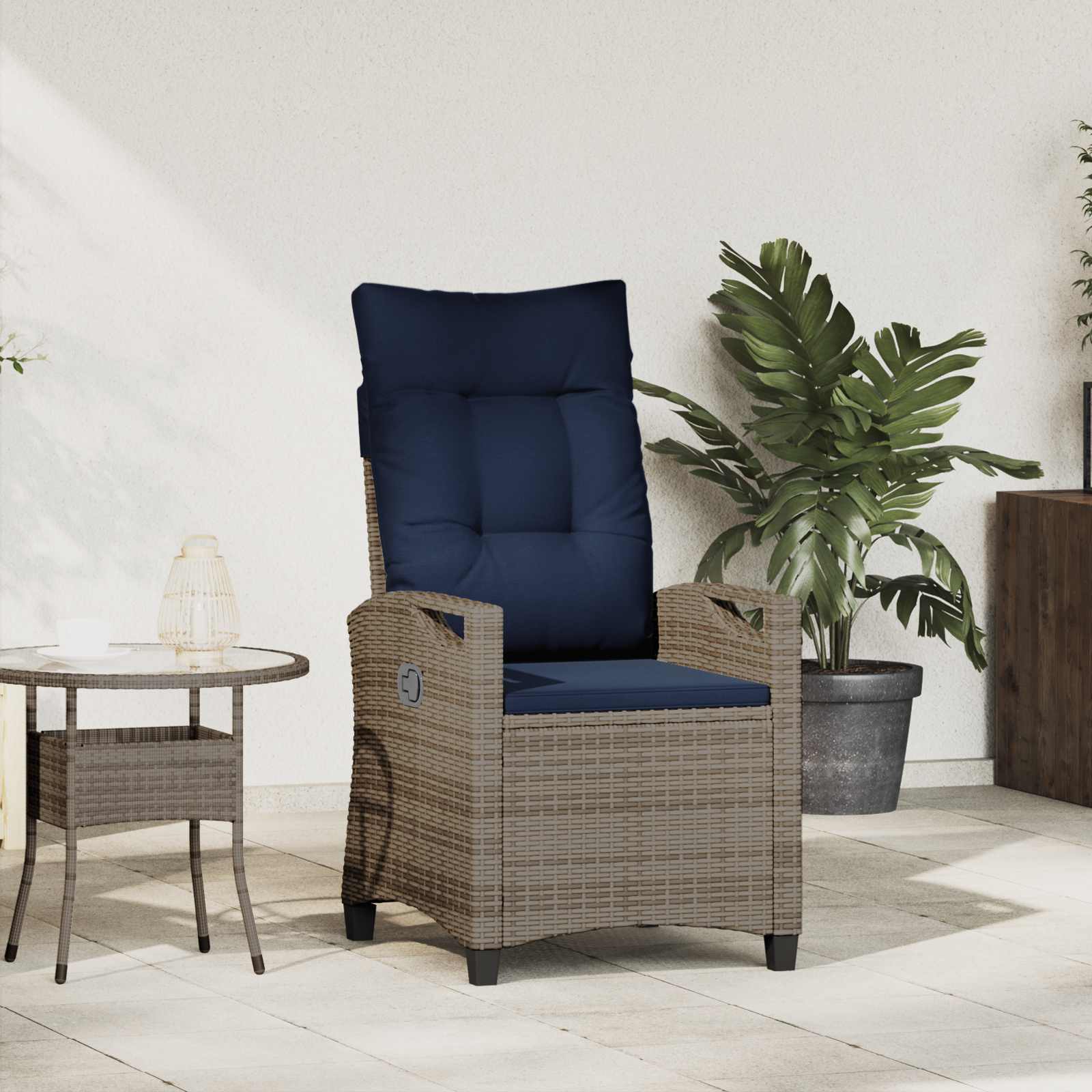 vidaXL Verstelbare tuinstoel Zwart 56 x 60 x 112 cm poly rattan