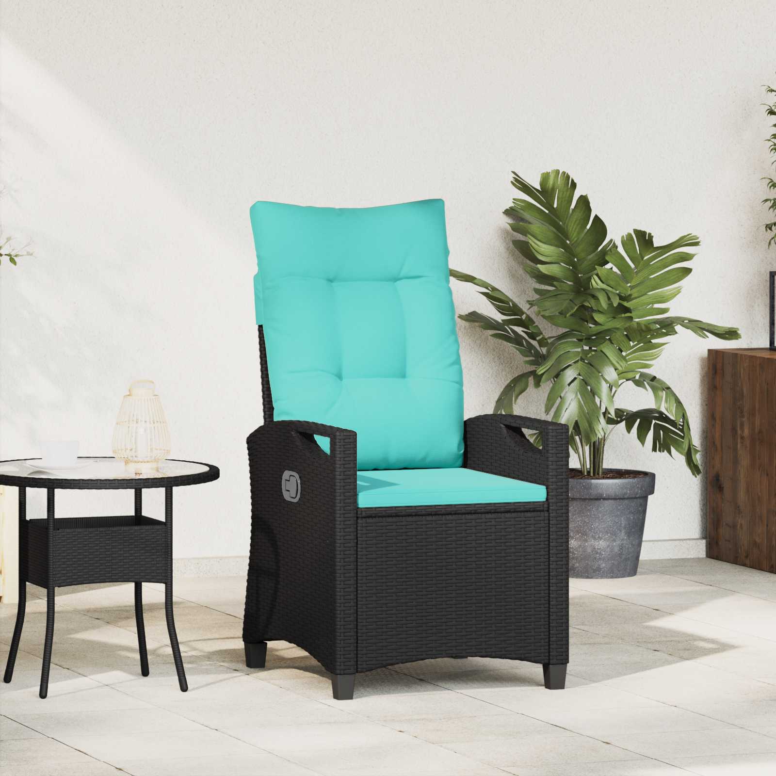 vidaXL Verstelbare tuinstoel Zwart 56 x 60 x 112 cm poly rattan
