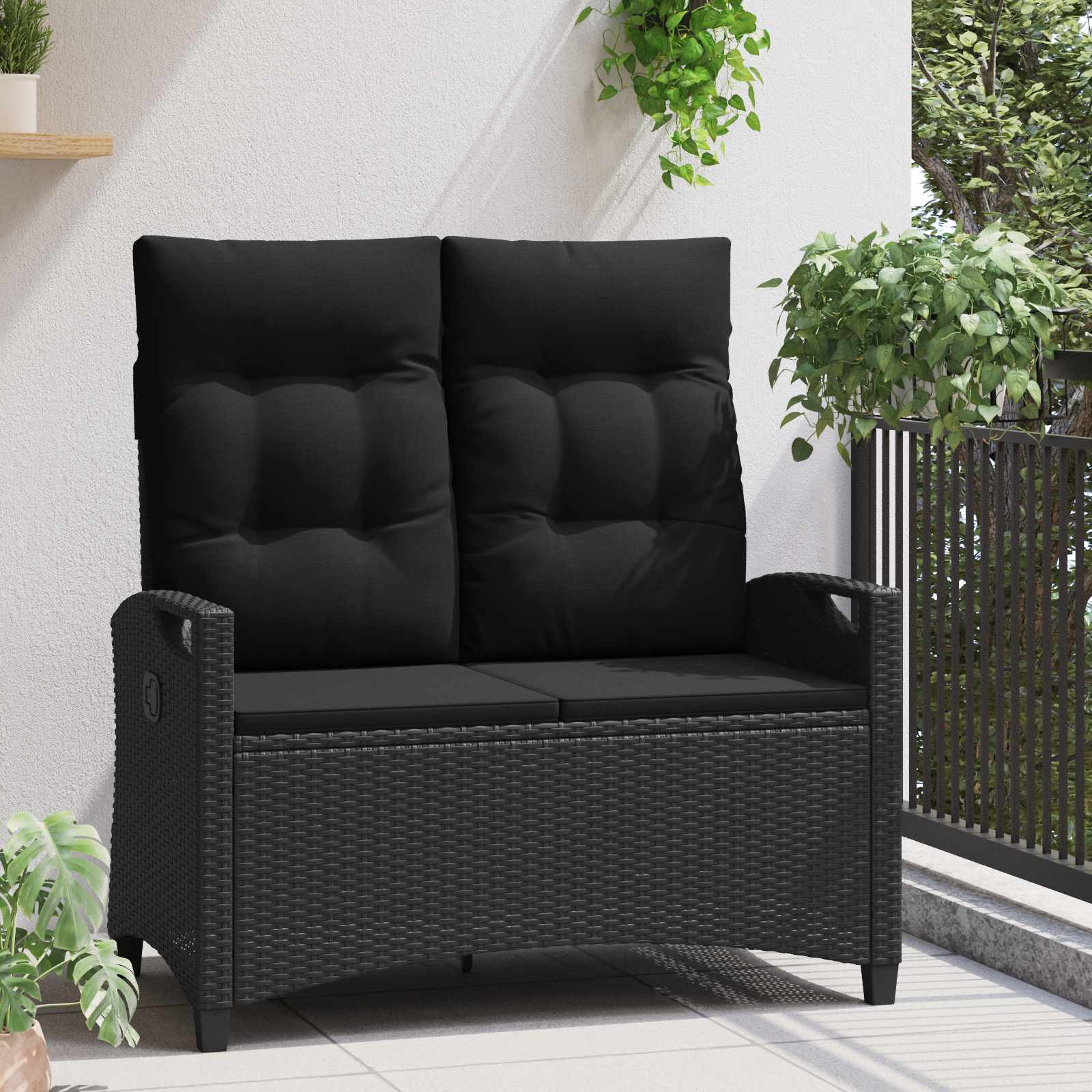 vidaXL Tuinbank met kussen Zwart 105 x 60 x 112 cm Staal en Polyester