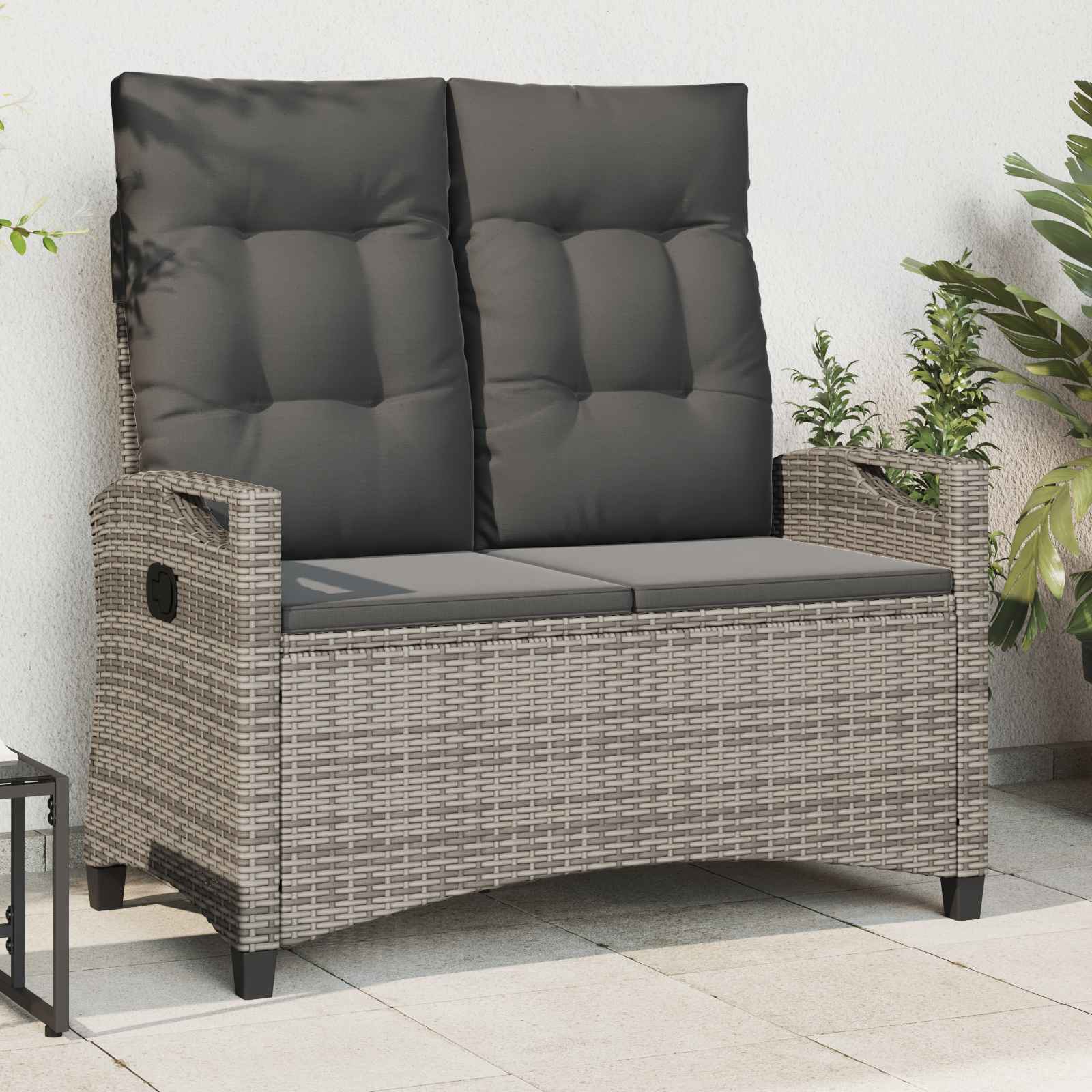 vidaXL Tuinbank met kussen Zwart 105 x 60 x 112 cm Staal en Polyester