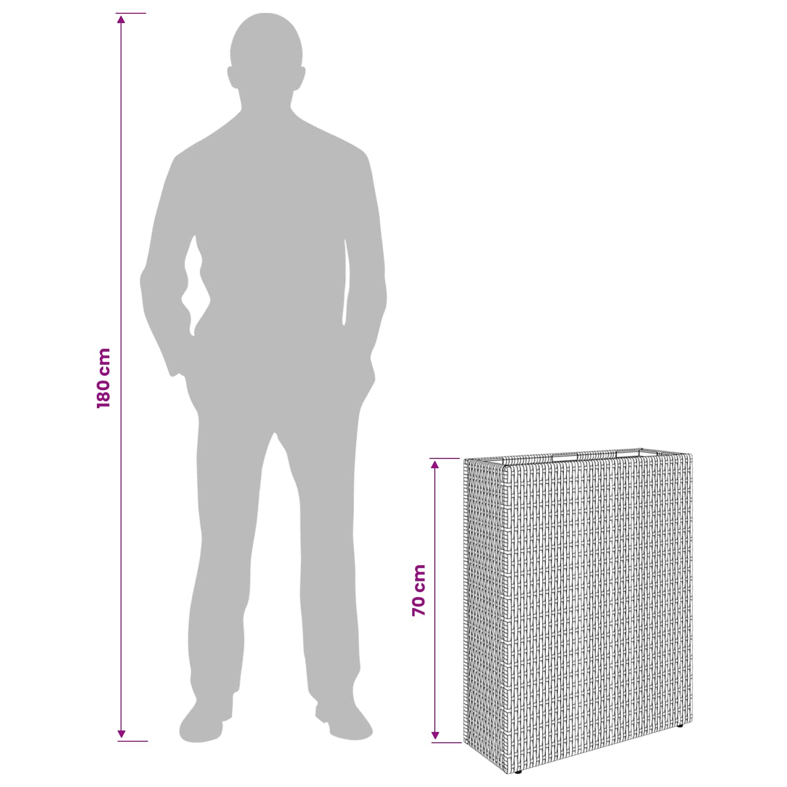 vidaXL Hoge Plantenbak Zwart 55 x 22 x 70 cm polyrattan
