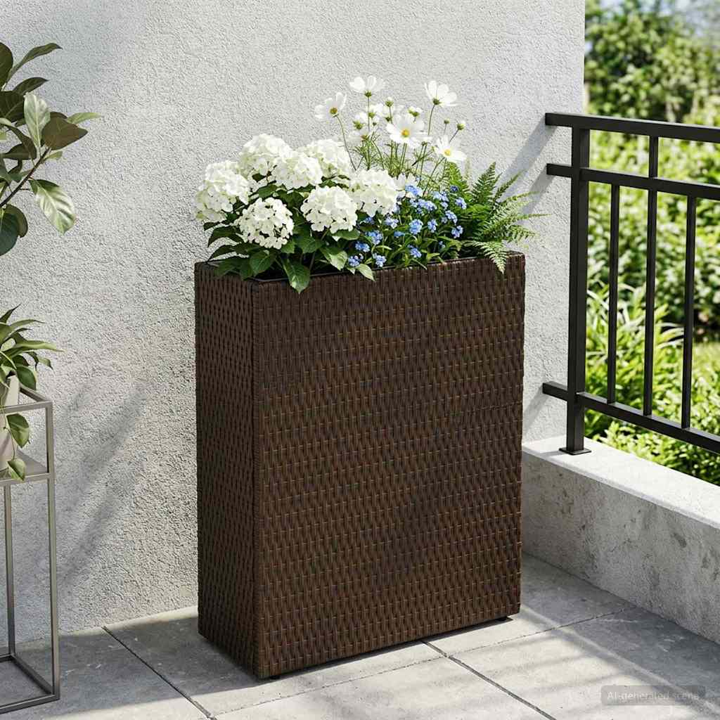 vidaXL Hoge Plantenbak Zwart 55 x 22 x 70 cm polyrattan