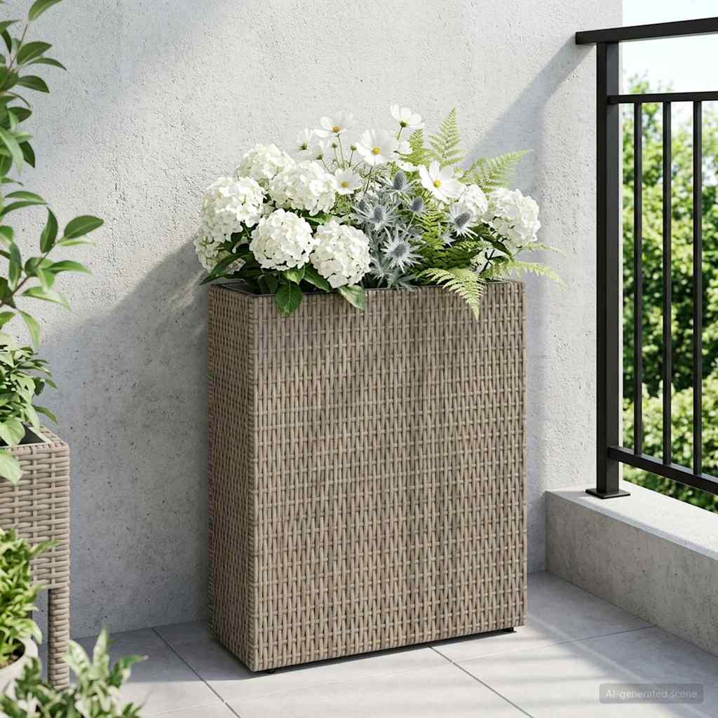vidaXL Hoge Plantenbak Zwart 55 x 22 x 70 cm polyrattan