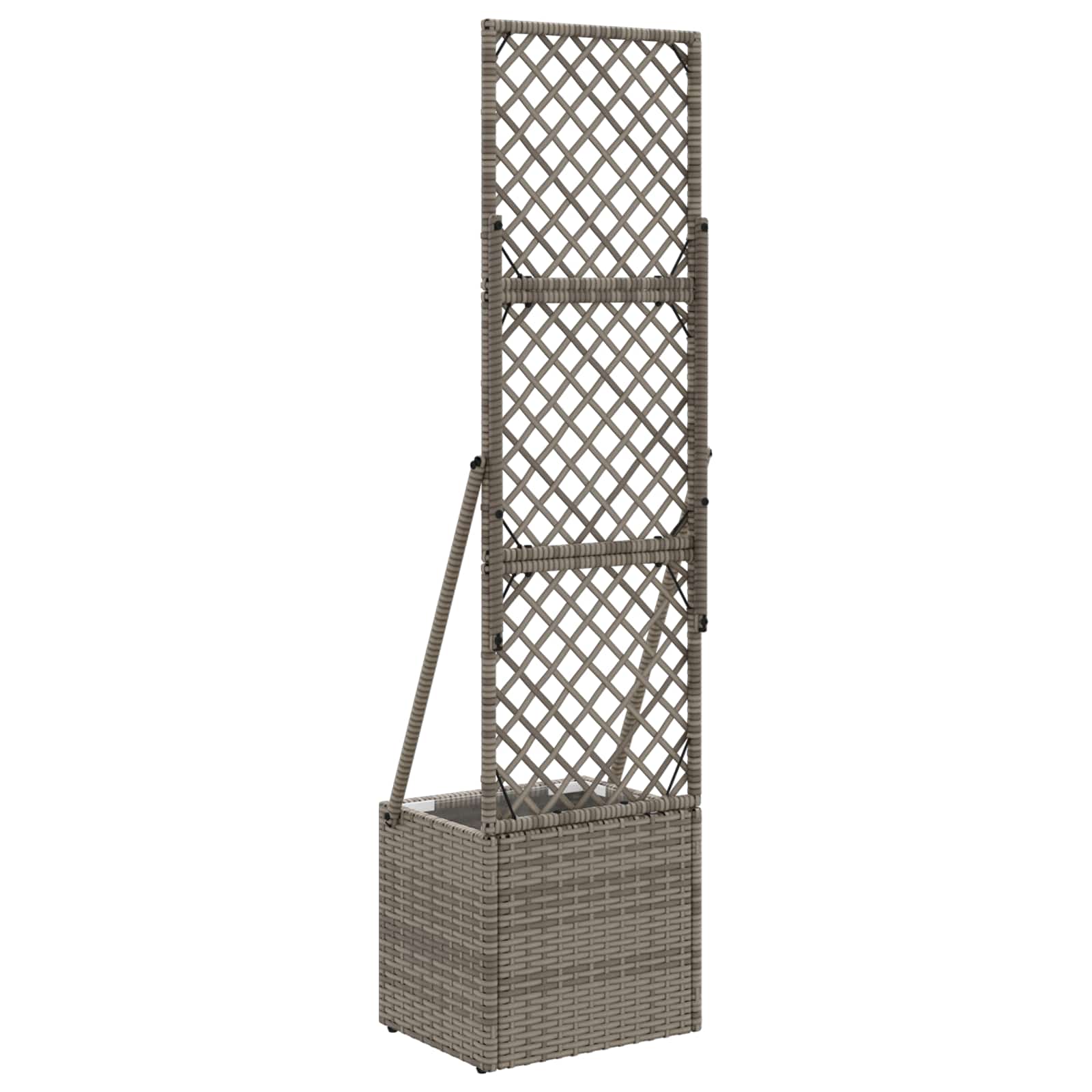vidaXL Tuindruppel met Trellis Grijs 35 x 30 x 135 cm poly rattan