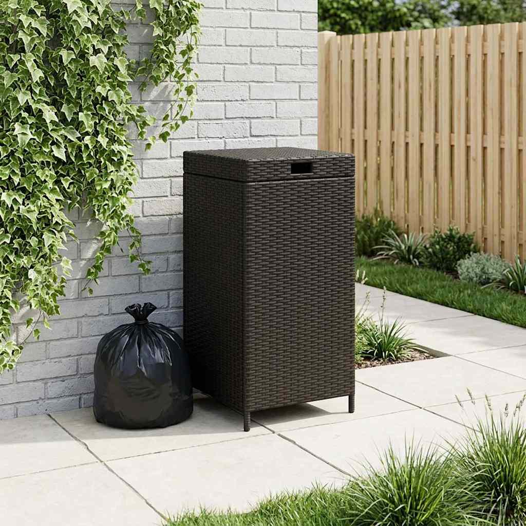 vidaXL Buiten Afvalbak Zwart 40 x 40 x 80 cm poly rattan