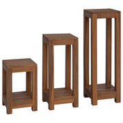 vidaXL Plantenstandaard 3 st Naturel 25 x 25 x 80 cm Massief Teakhout