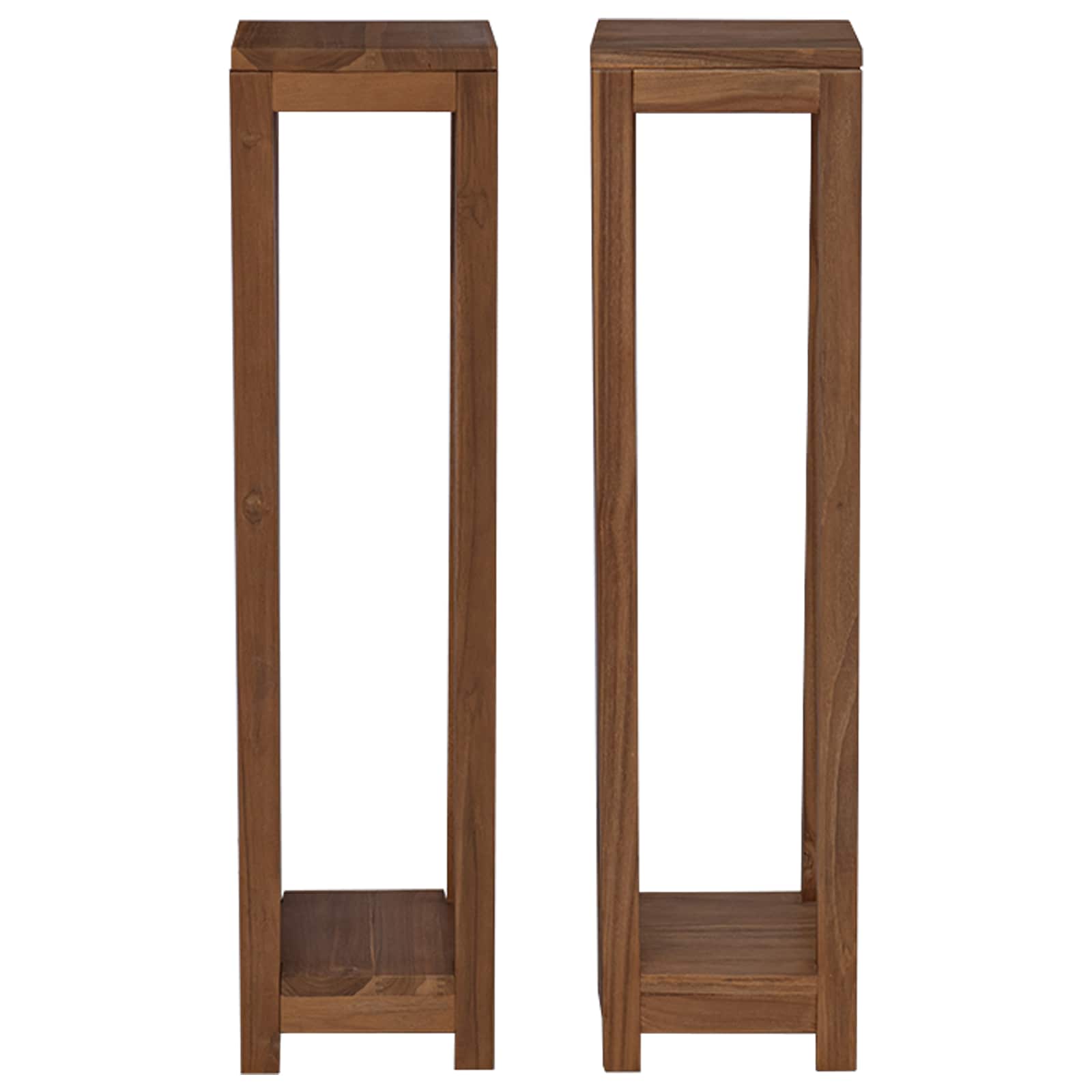 vidaXL Plantenstandaard 3 st Naturel 25 x 25 x 80 cm Massief Teakhout