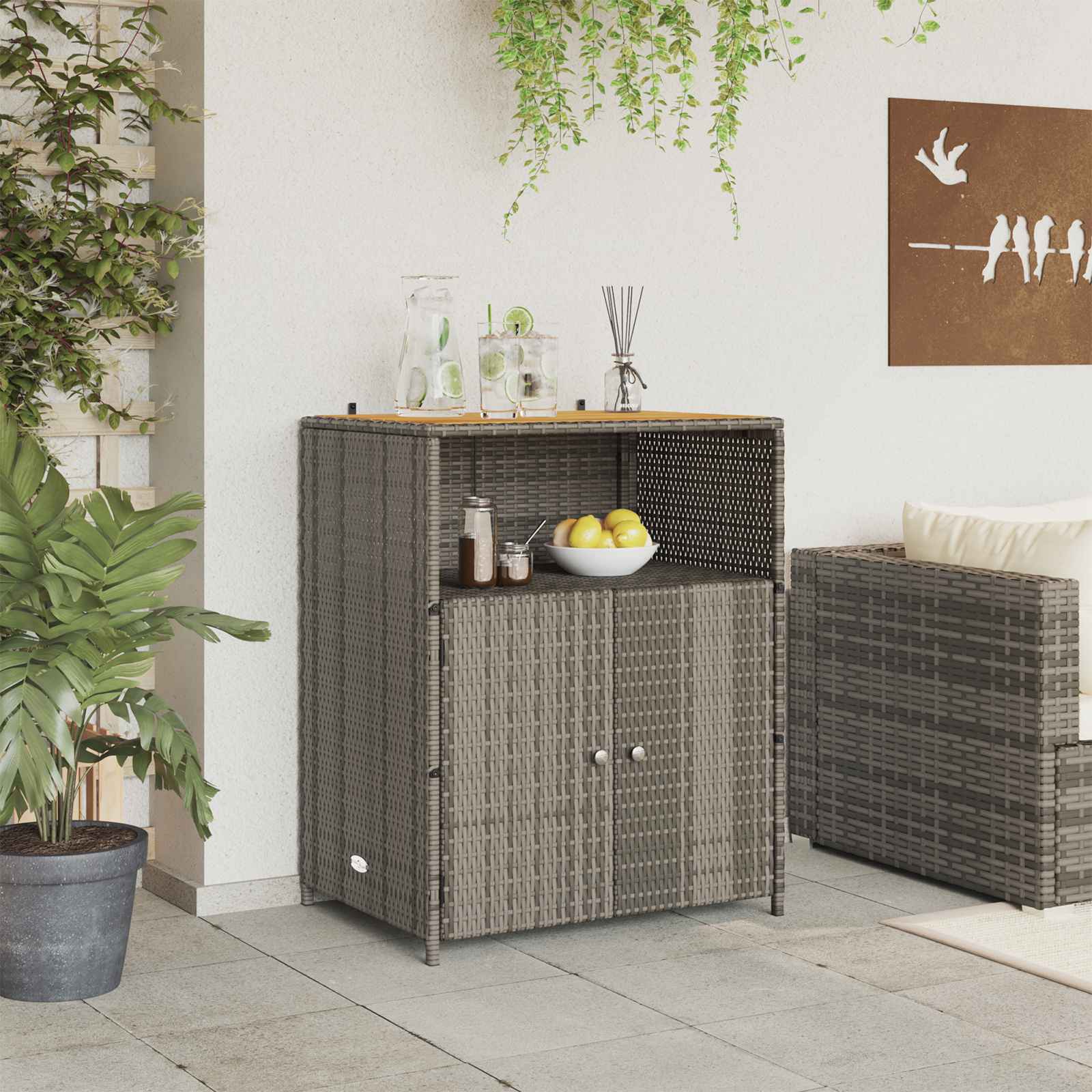 vidaXL Kast met plank Grijs 70 x 50 x 87 cm Polyester en Roly Ratten