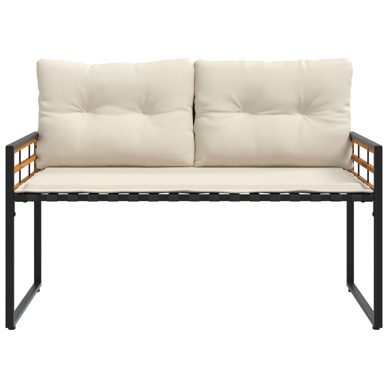 vidaXL Houten Laag Bank met kussen Effen Crème 114 x 55 x 77 cm
