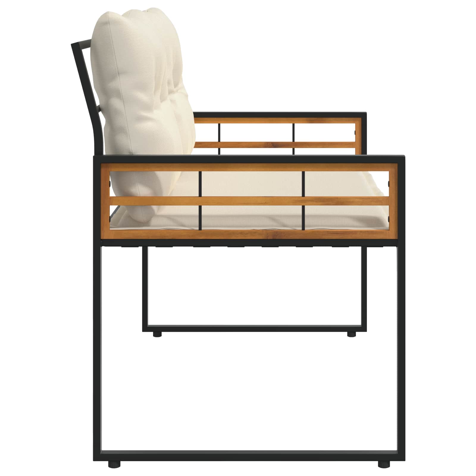 vidaXL Houten Laag Bank met kussen Effen Crème 114 x 55 x 77 cm