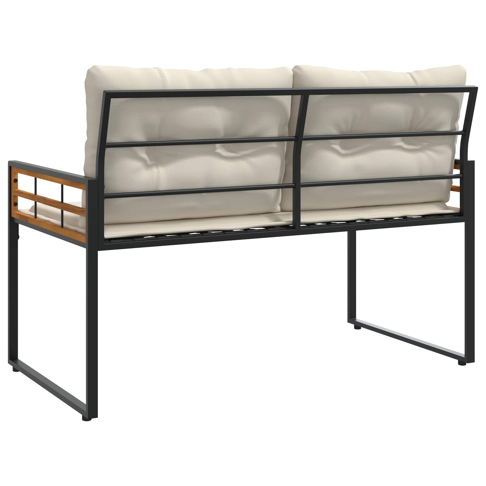 vidaXL Houten Laag Bank met kussen Effen Crème 114 x 55 x 77 cm