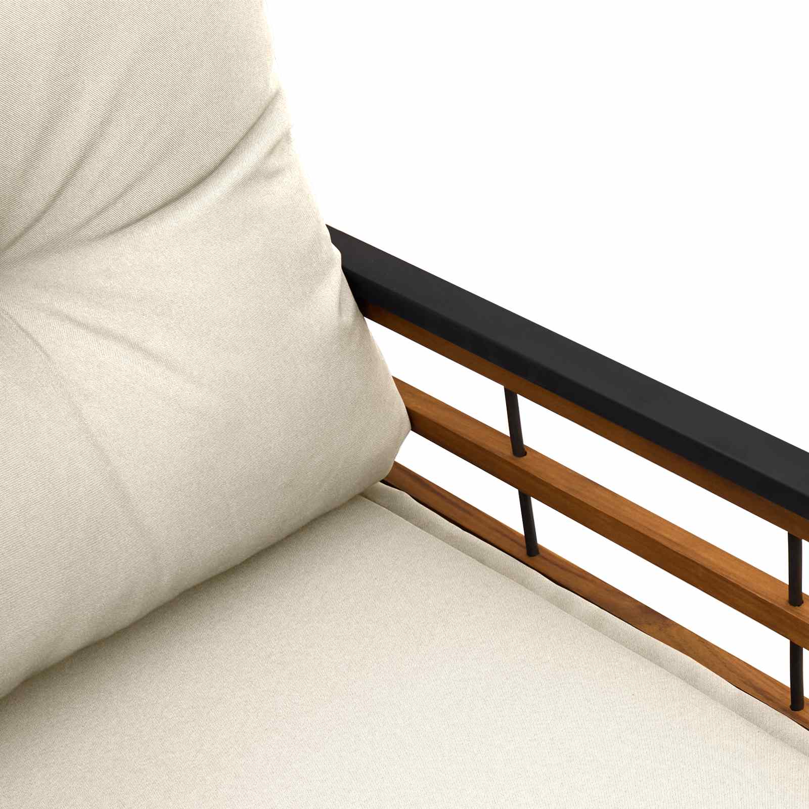 vidaXL Houten Laag Bank met kussen Effen Crème 114 x 55 x 77 cm