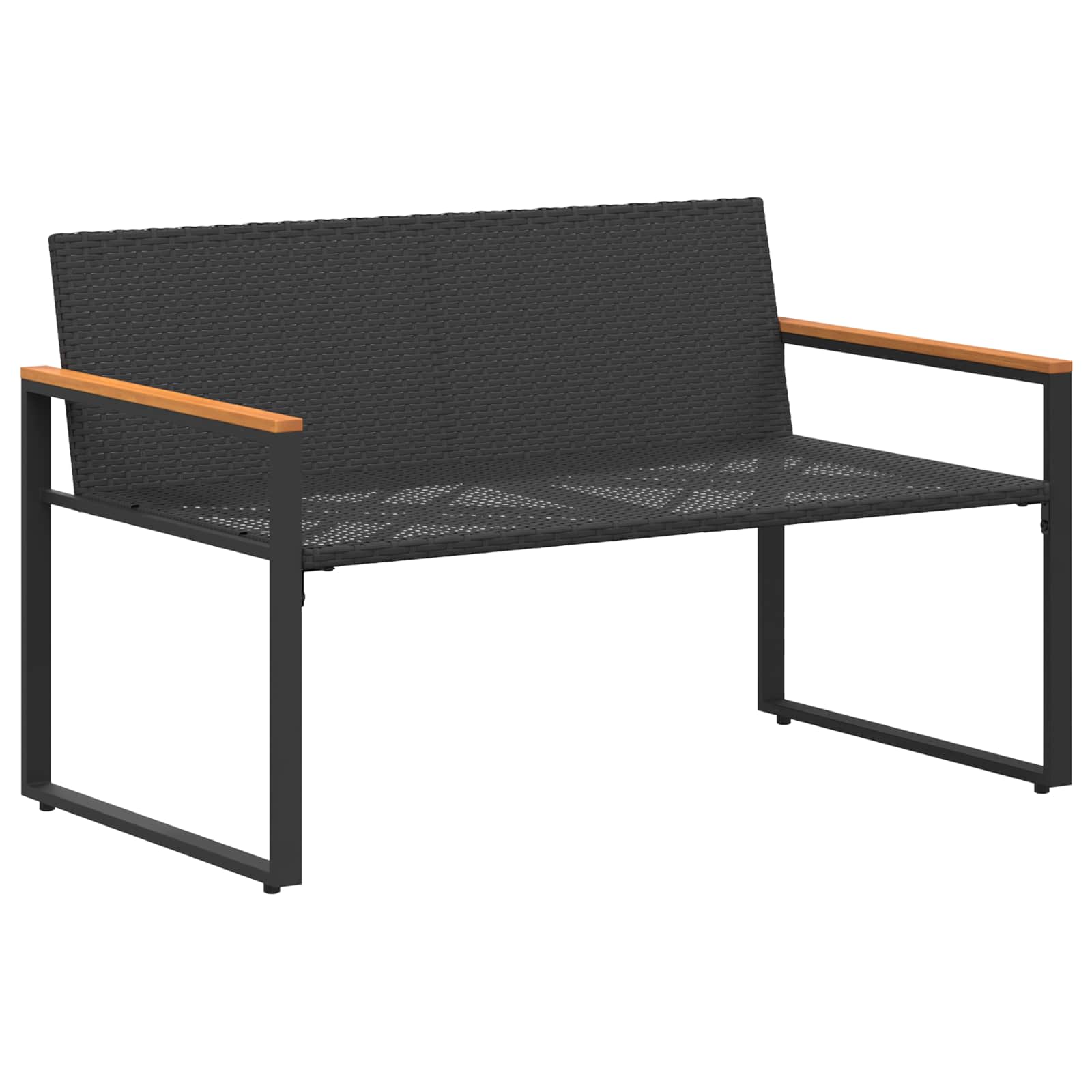 vidaXL Bank met kussen Zwart en Cream Wit 115 x 65 x 72 cm Rattan