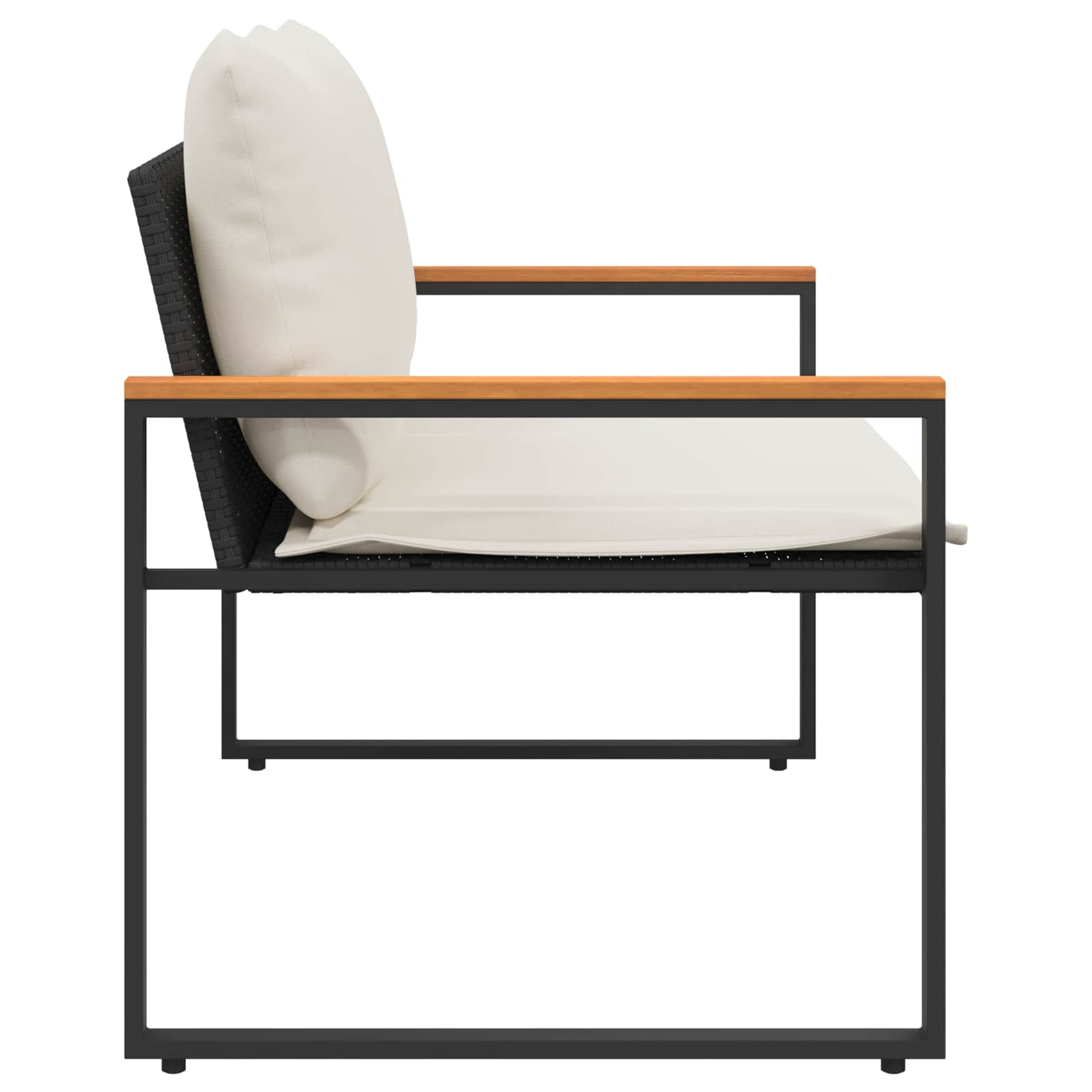 vidaXL Bank met kussen Zwart en Cream Wit 115 x 65 x 72 cm Rattan