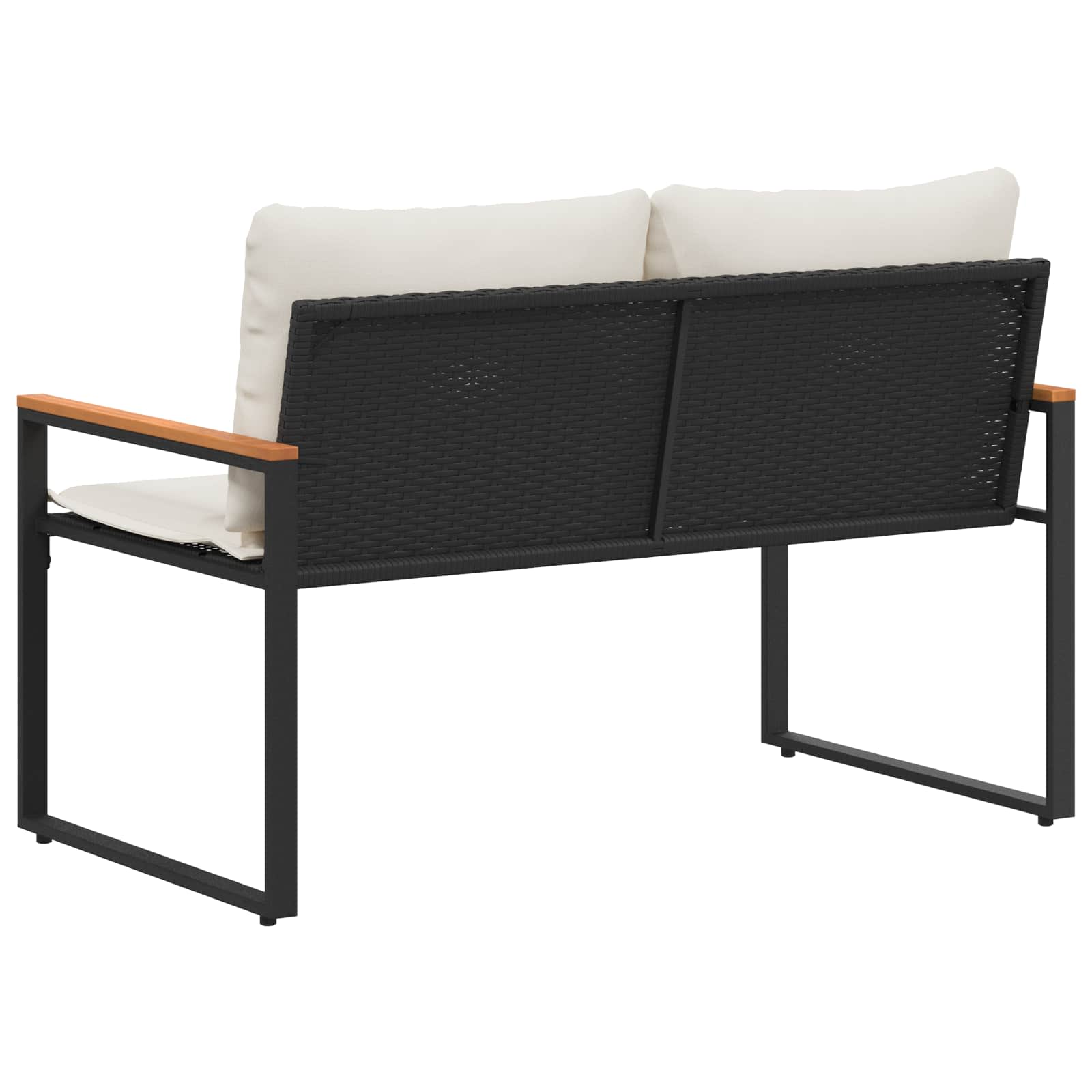 vidaXL Bank met kussen Zwart en Cream Wit 115 x 65 x 72 cm Rattan