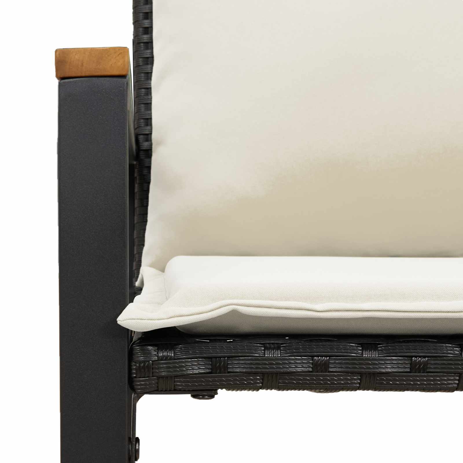 vidaXL Bank met kussen Zwart en Cream Wit 115 x 65 x 72 cm Rattan