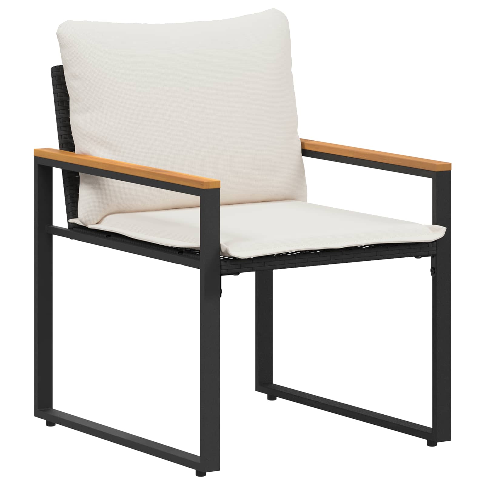 vidaXL Meubelsets met kussen 3 pcs Zwart en Cream Wit Rattan
