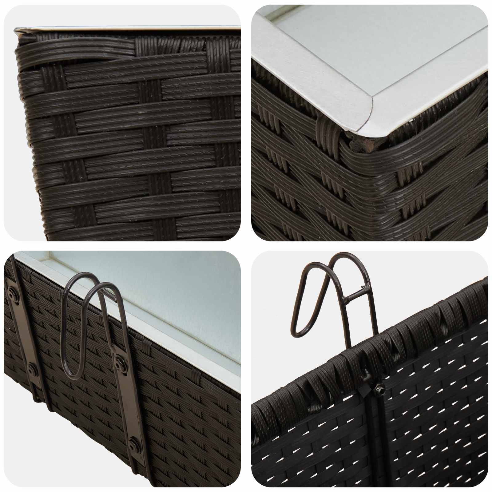 vidaXL Reling 2 pcs Zwart 50 x 17 x 17 cm Metaal