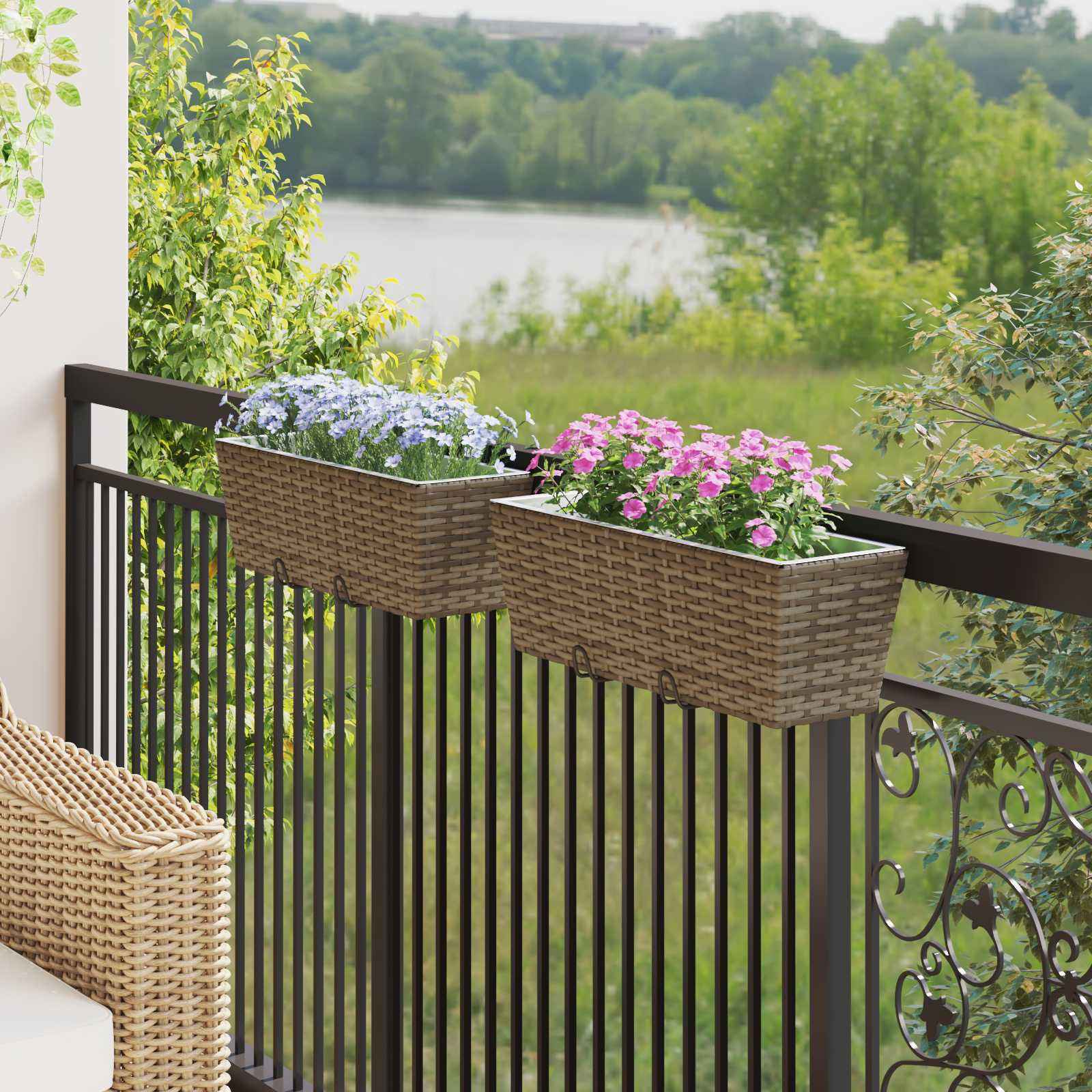 vidaXL Reling 2 pcs Zwart 50 x 17 x 17 cm Metaal