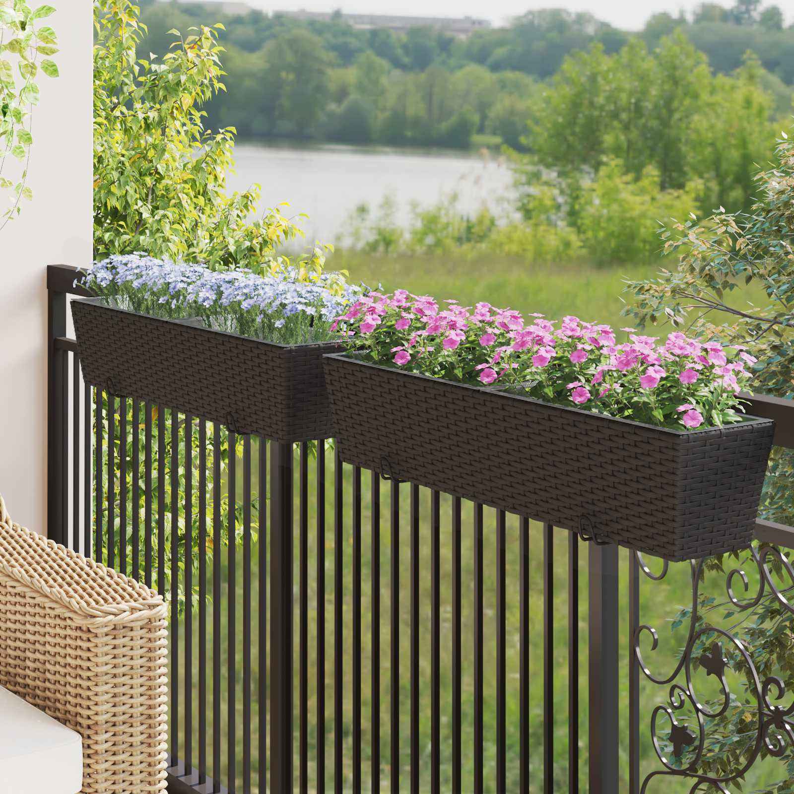 vidaXL Reling 2 pcs Zwart 50 x 17 x 17 cm Metaal