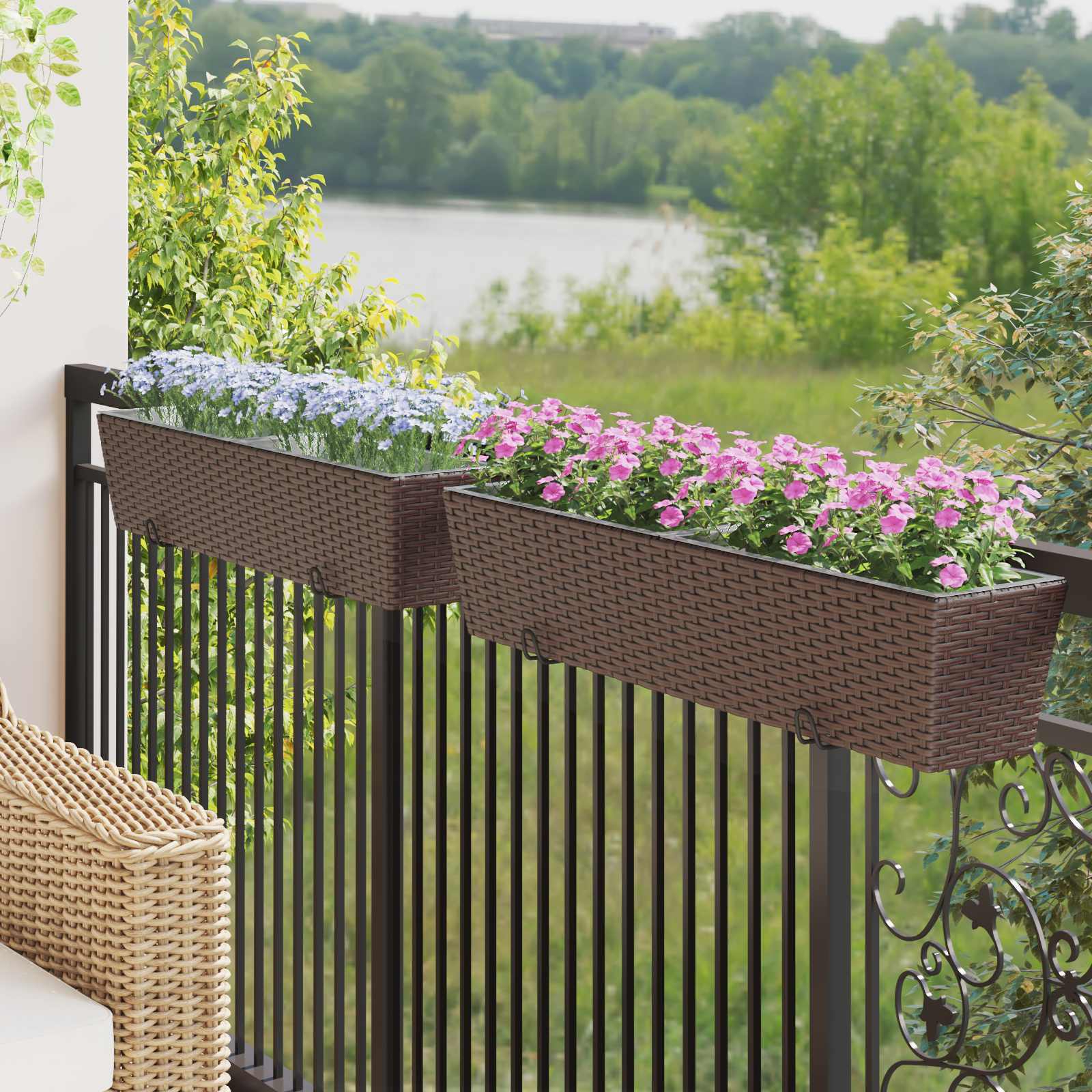 vidaXL Reling 2 pcs Zwart 50 x 17 x 17 cm Metaal