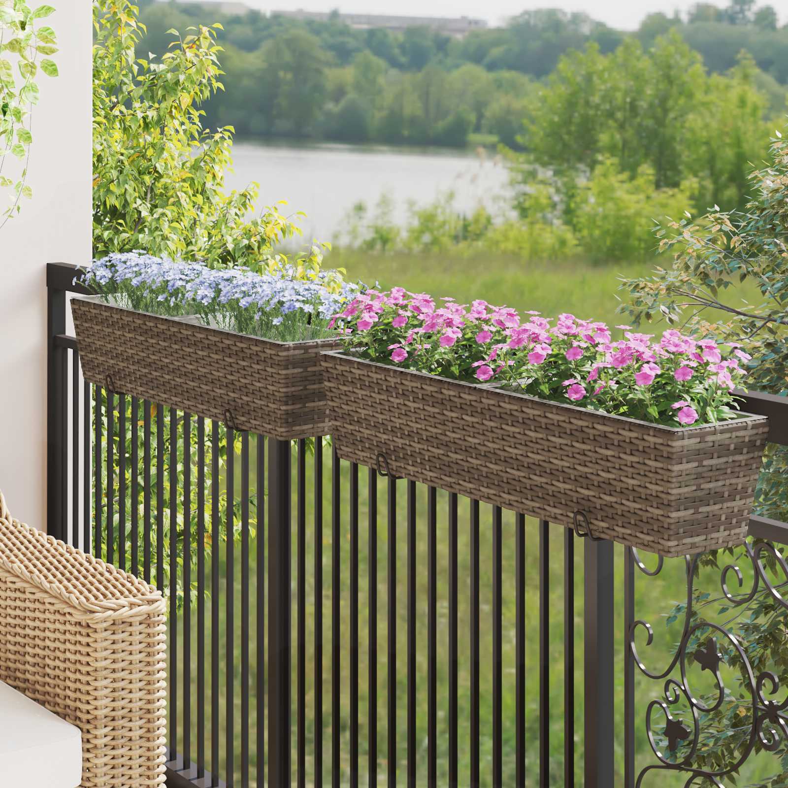 vidaXL Reling 2 pcs Zwart 50 x 17 x 17 cm Metaal