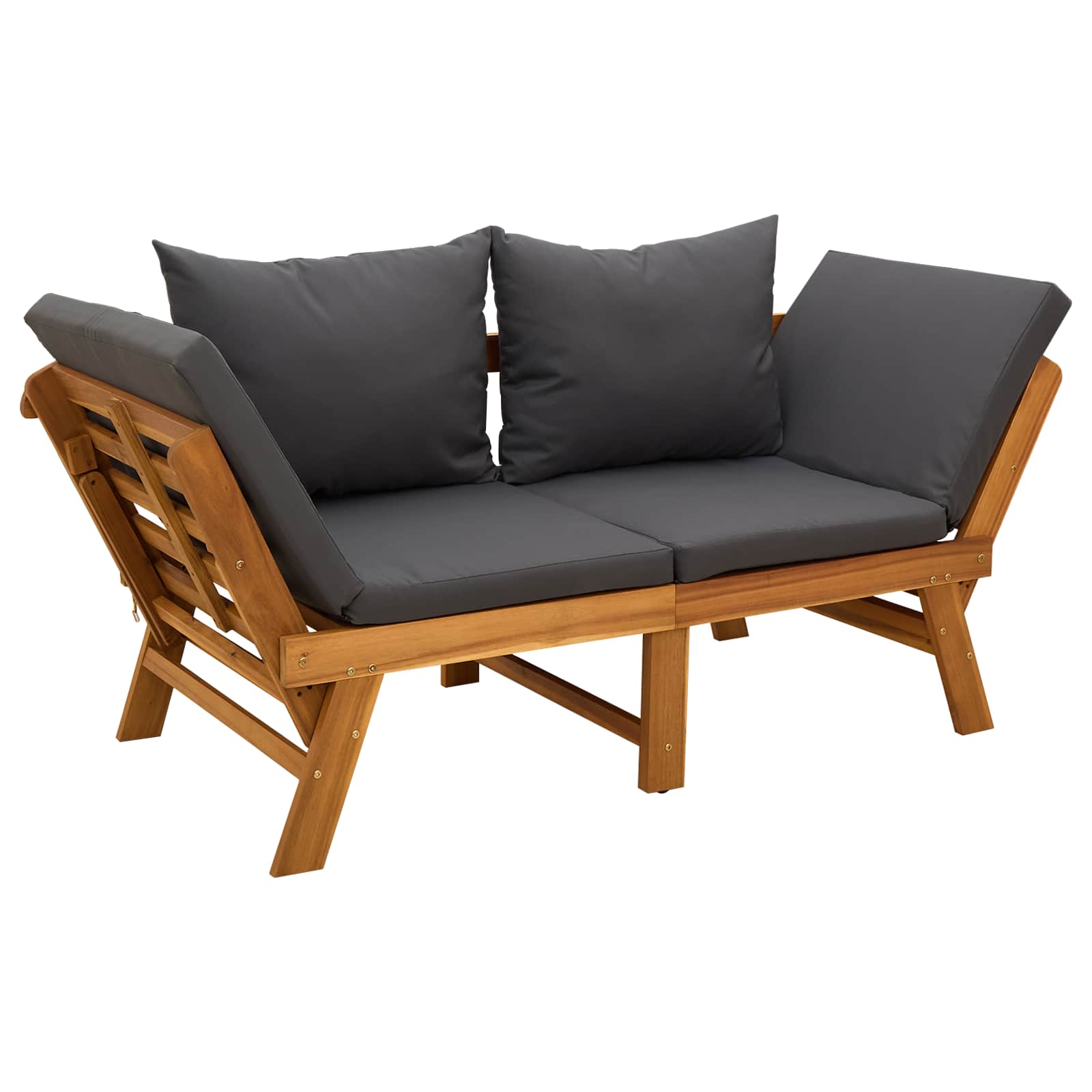 vidaXL 3-in-1 Tuinbank met Kussens Massief Acaciahout Naturel