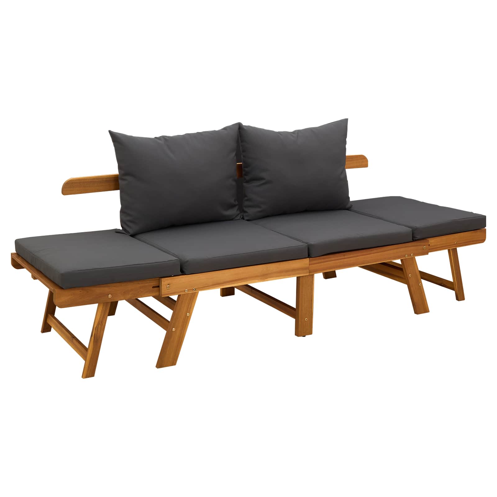 vidaXL 3-in-1 Tuinbank met Kussens Massief Acaciahout Naturel